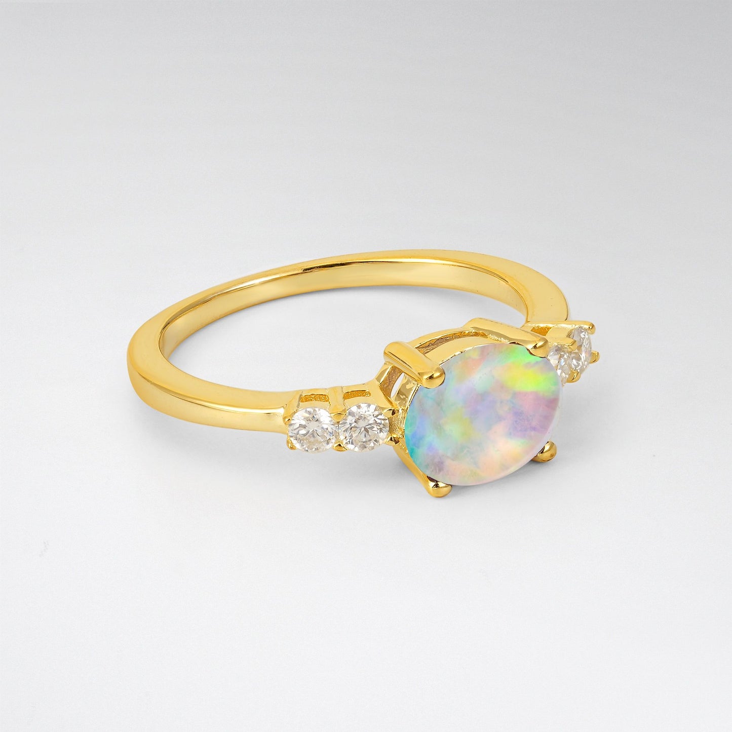 Oval Cut Opal Engagement Ring with Side Stones - Additional view