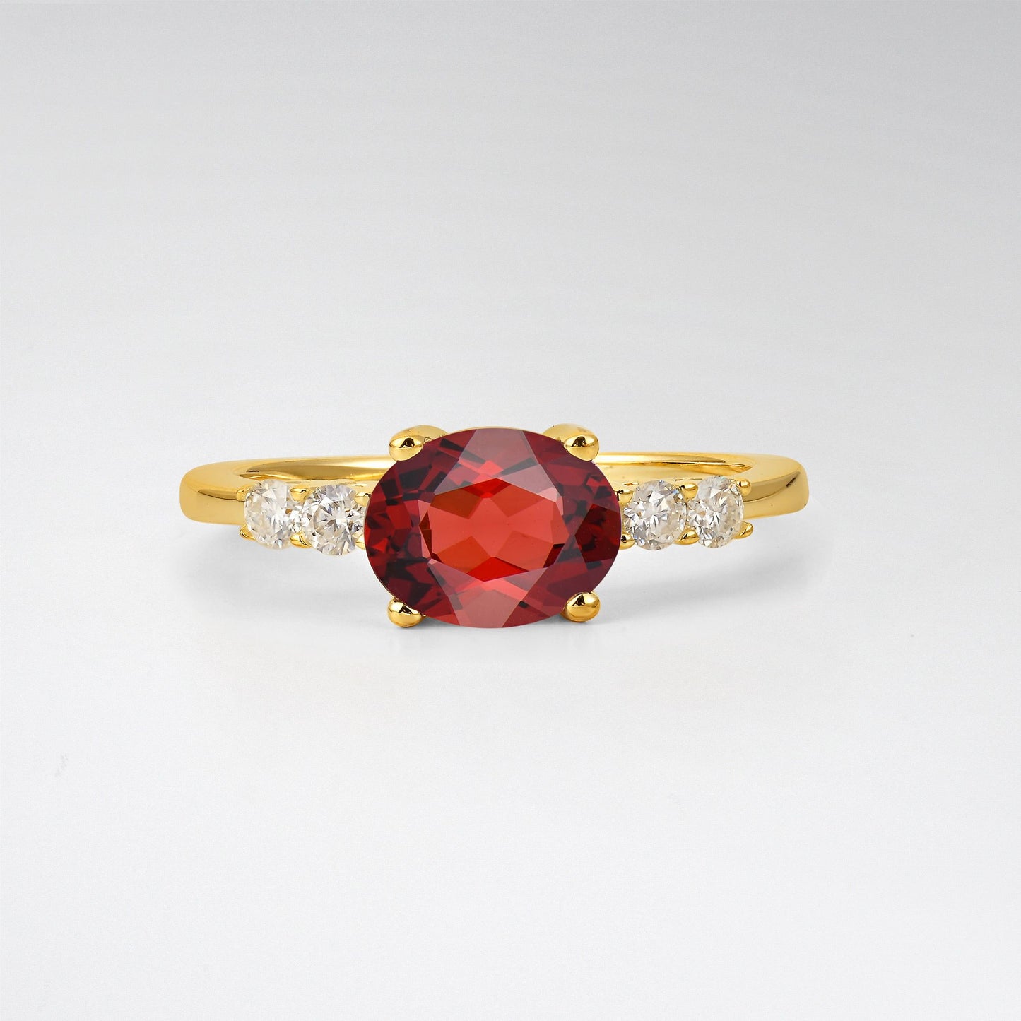 Oval Cut Garnet Engagement Ring with Side Stones - Additional view