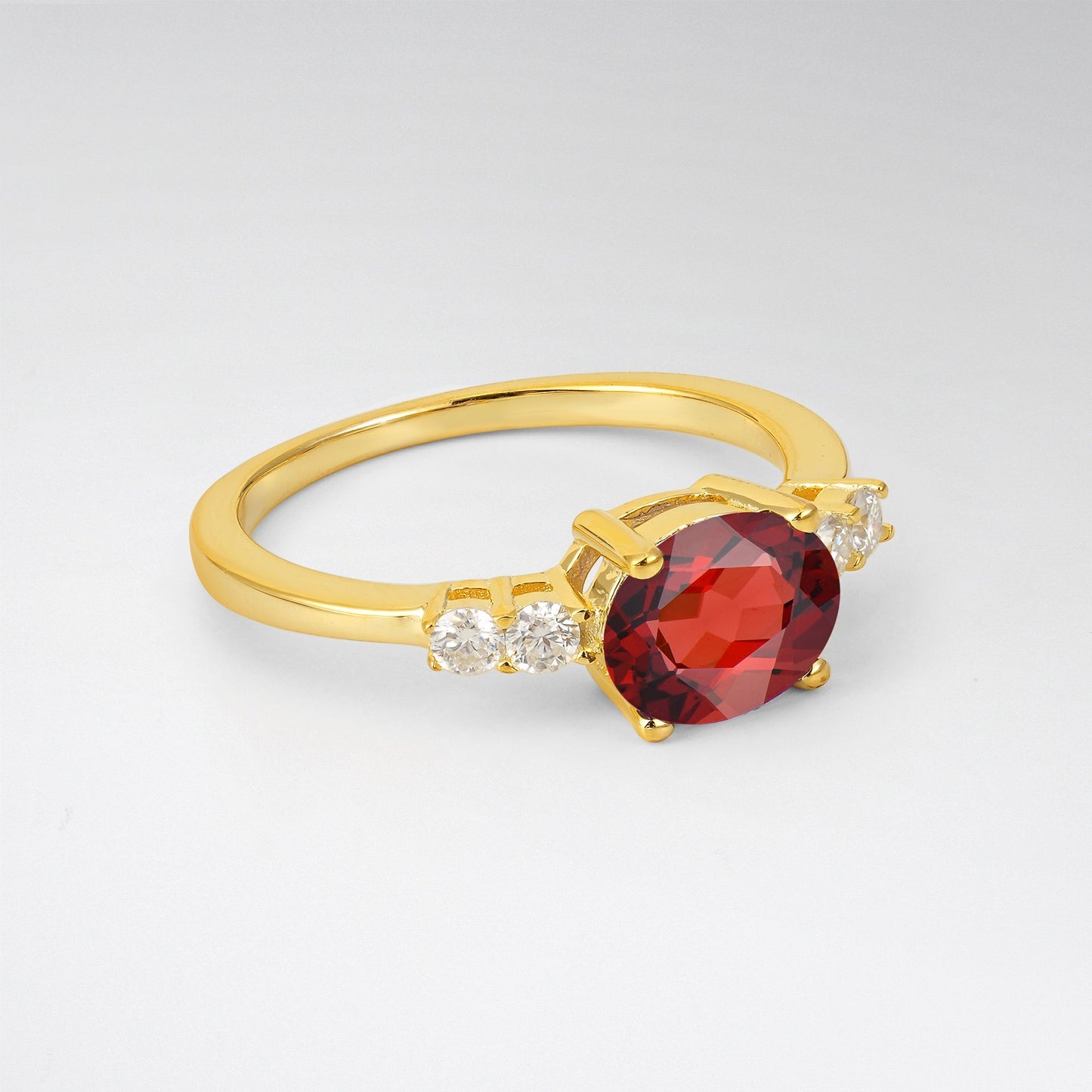 Oval Cut Garnet Engagement Ring with Side Stones - Additional view