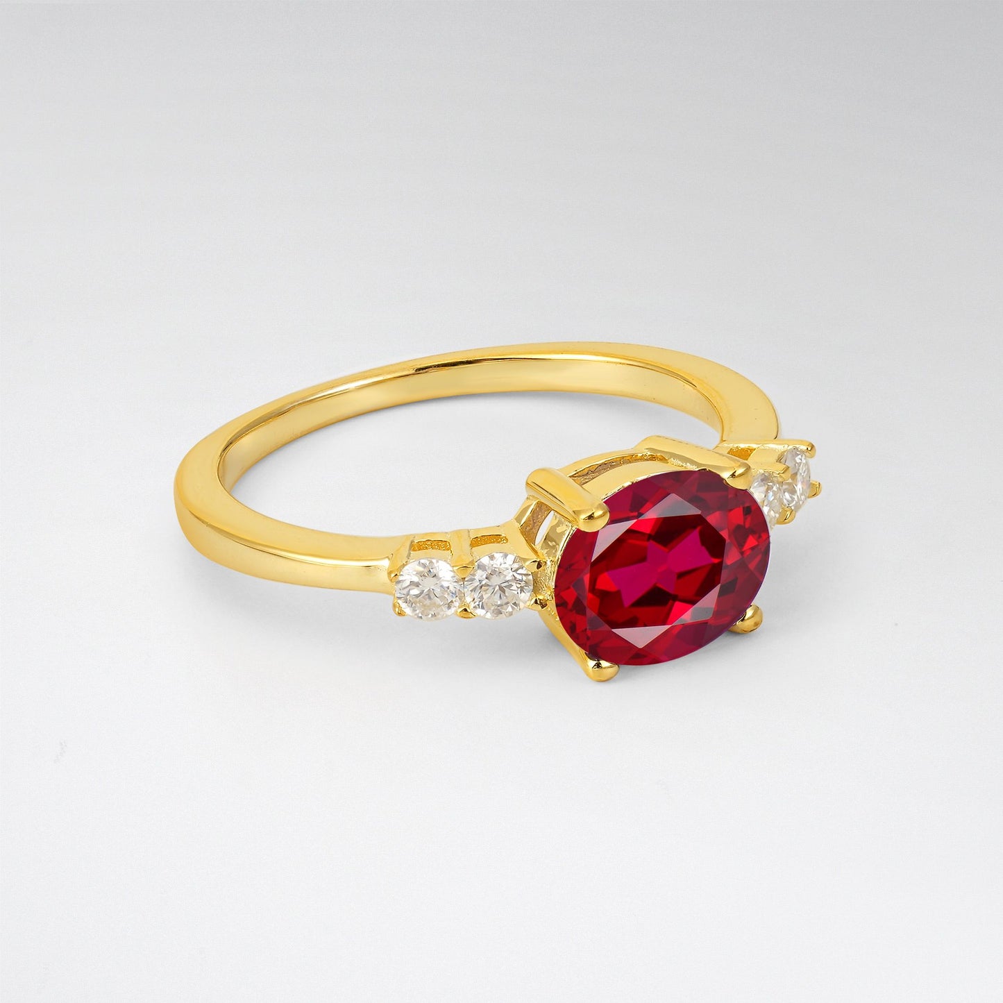 Oval Cut Ruby Engagement Ring with Side Stones - Additional view