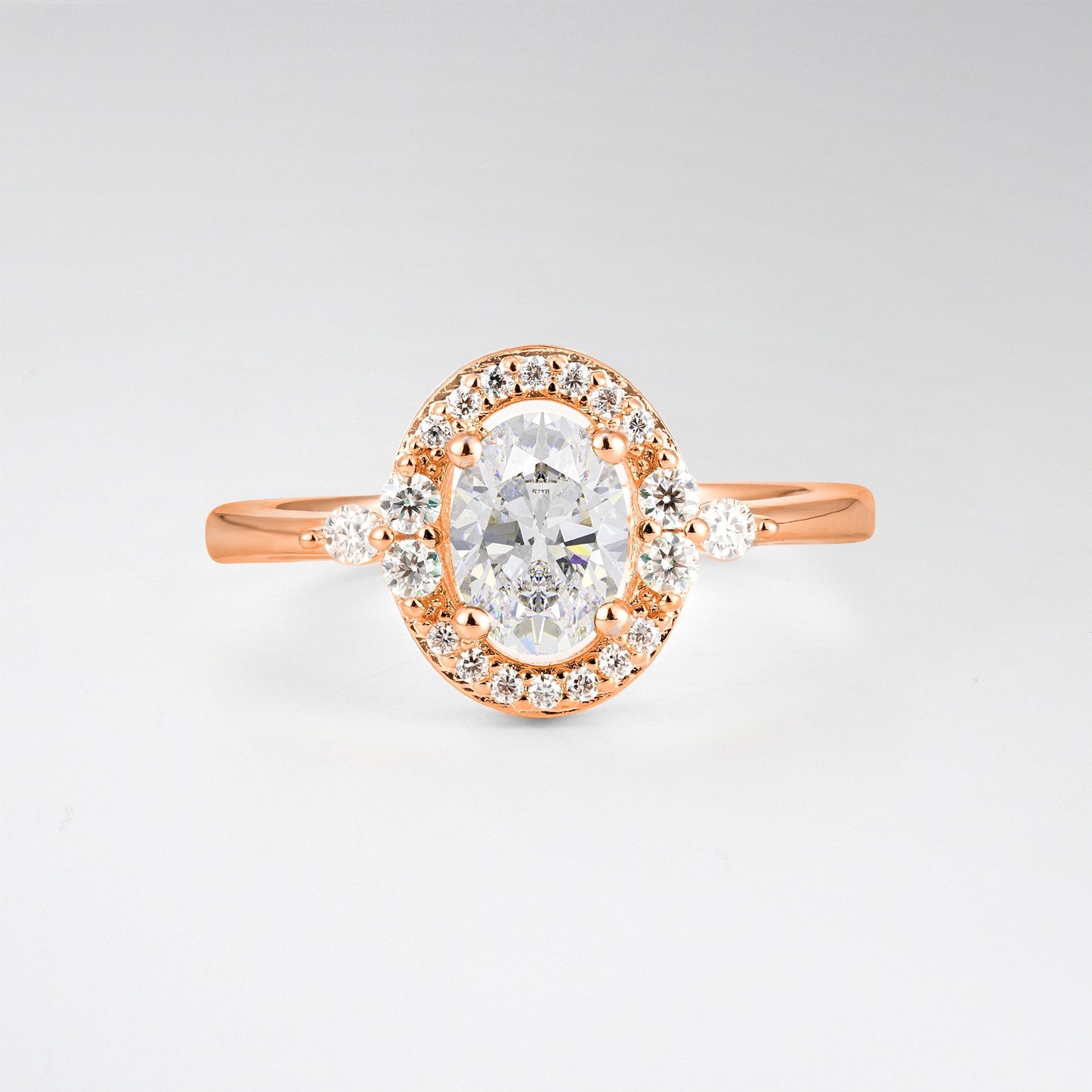 Oval Cut Moissanite Engagement Ring with Halo Setting - Additional view