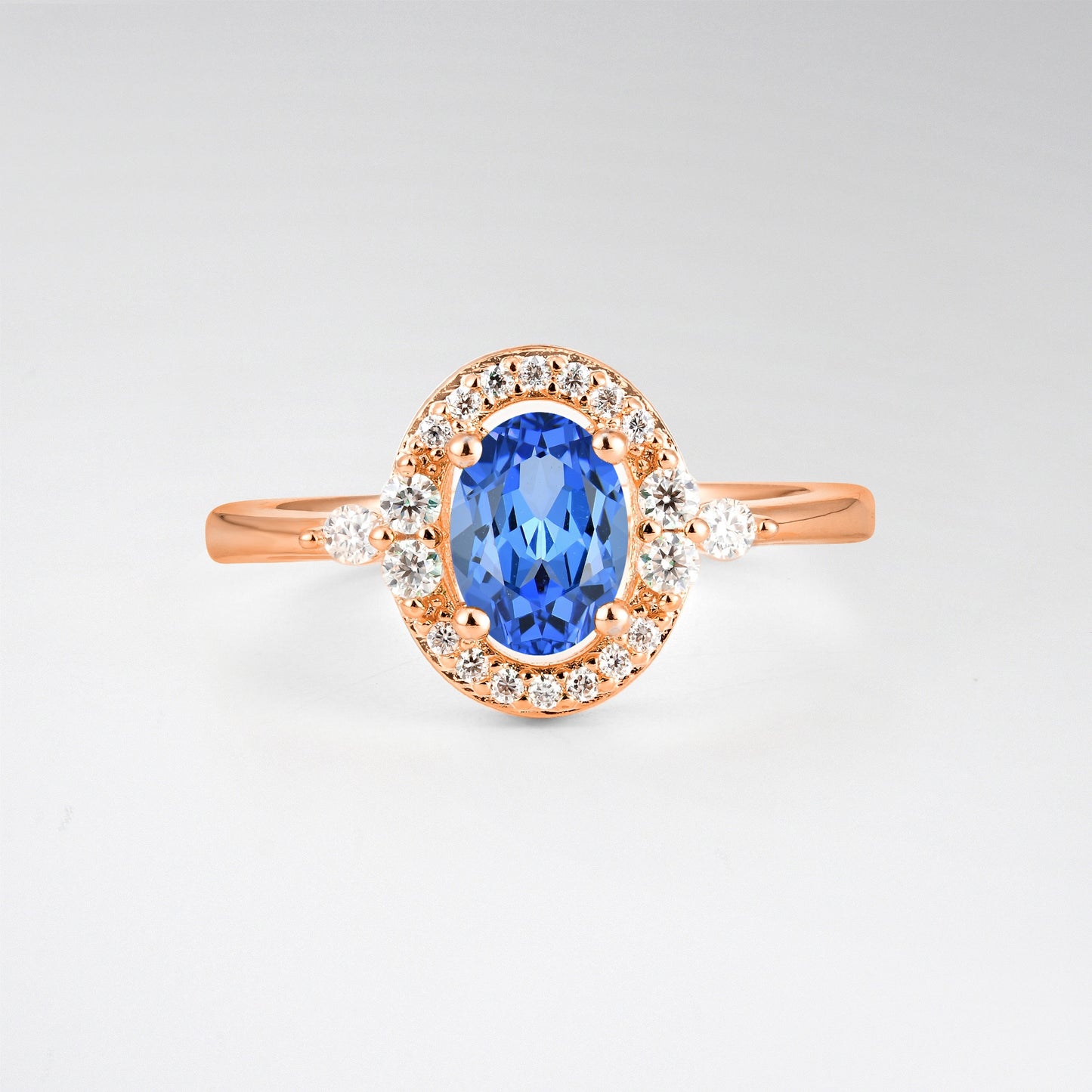 Oval Cut Sapphire Engagement Ring with Halo Setting - Additional view