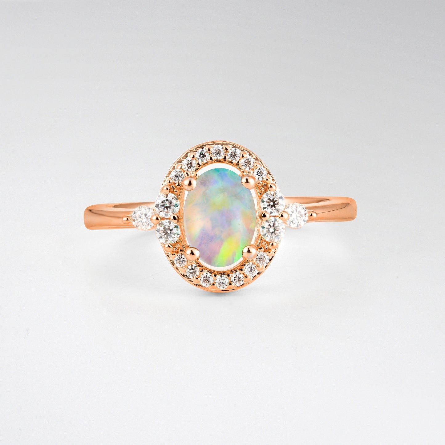 Oval Cut Opal Engagement Ring with Halo Setting - Additional view