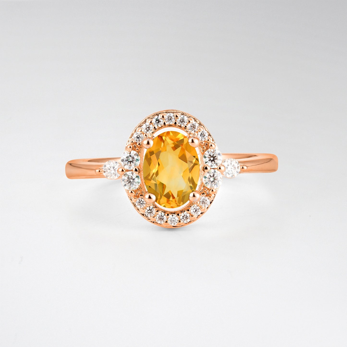 Oval Cut Citrine Engagement Ring with Halo Setting - Additional view