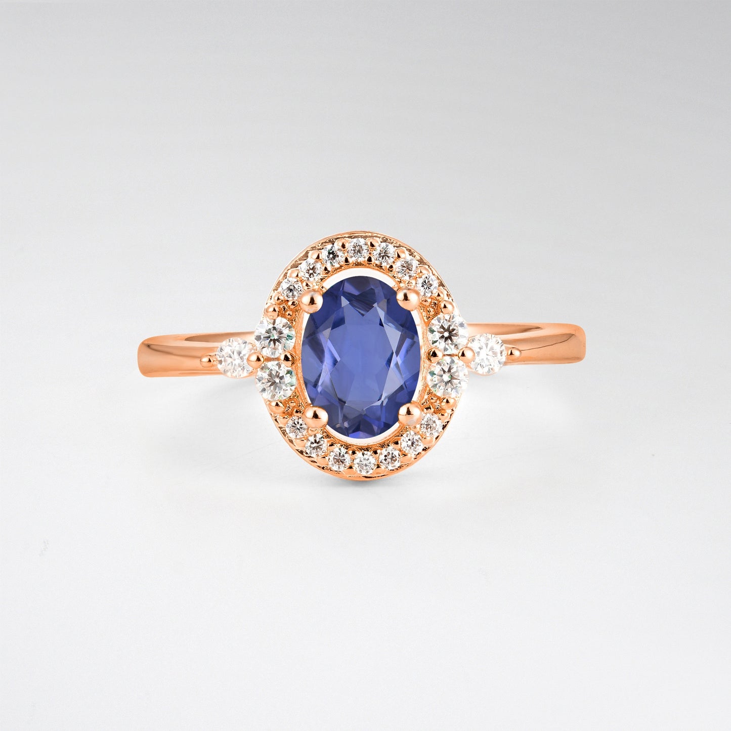 Oval Cut Tanzanite Engagement Ring with Halo Setting - Additional view