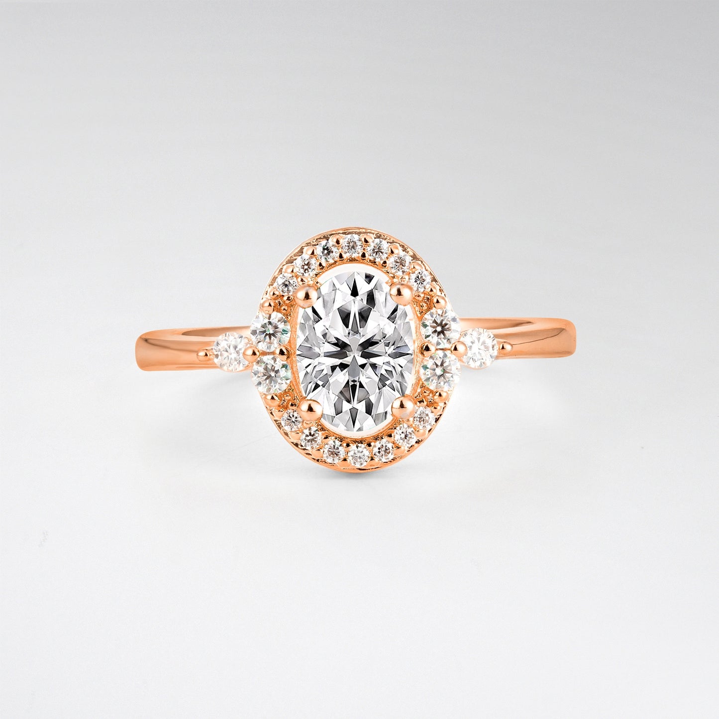 Oval Cut Lab Diamond Engagement Ring with Halo Setting - Additional view