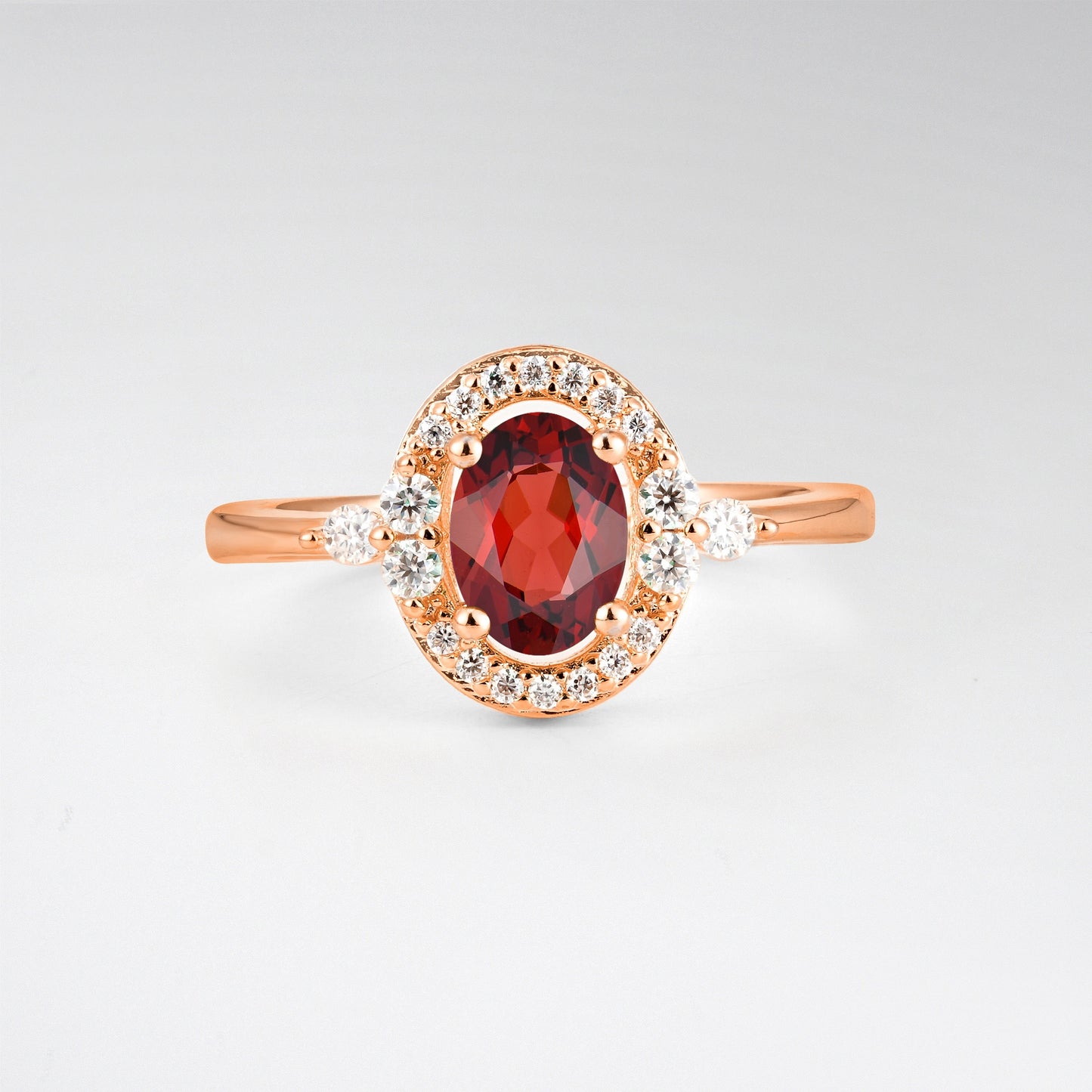 Oval Cut Garnet Engagement Ring with Halo Setting - Additional view