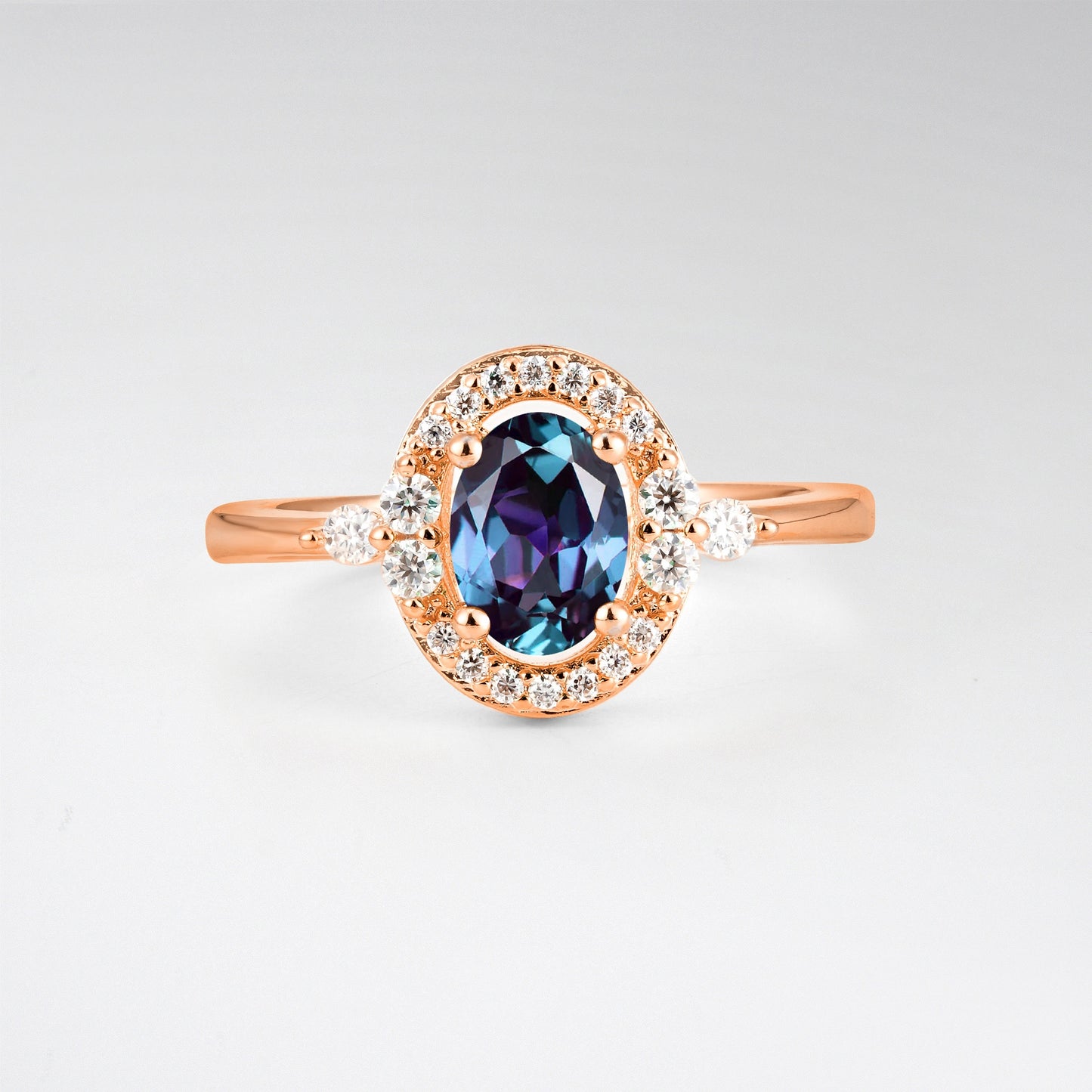 Oval Cut Alexandrite Engagement Ring with Halo Setting - Additional view
