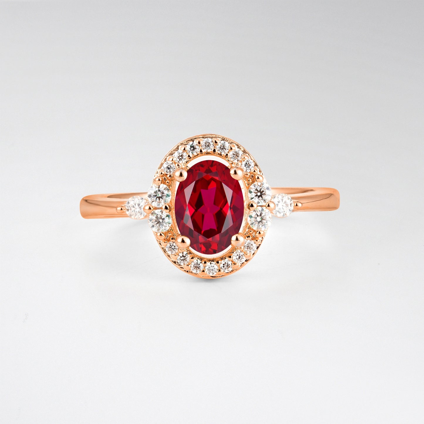 Oval Cut Ruby Engagement Ring with Halo Setting - Additional view