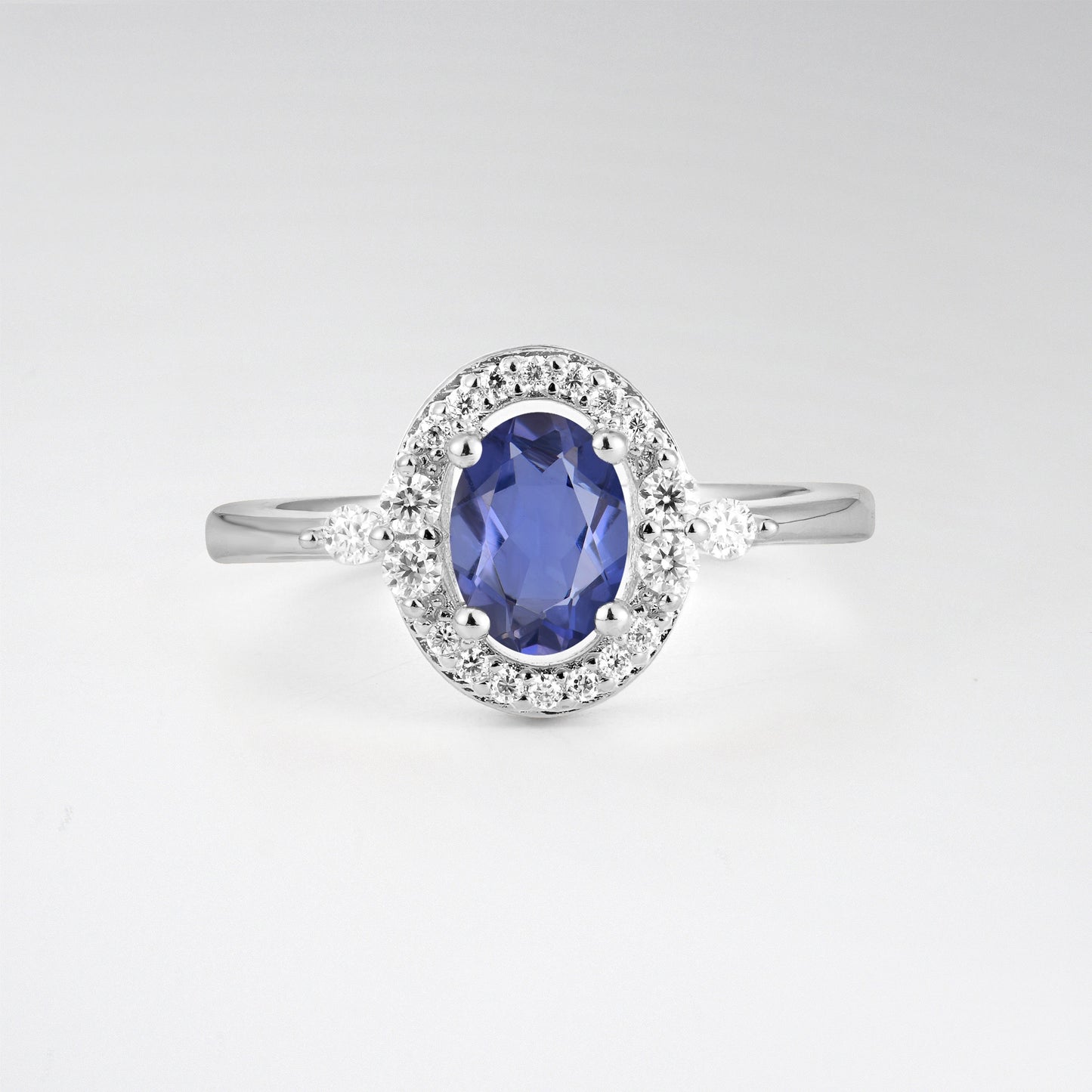 Oval Cut Tanzanite Engagement Ring with Halo Setting - Additional view