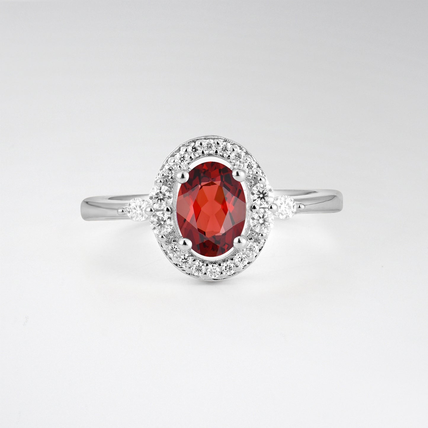 Oval Cut Garnet Engagement Ring with Halo Setting - Additional view