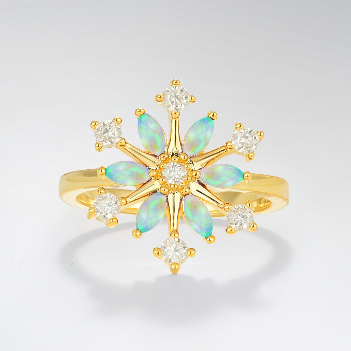 Vintage Marquise Round Opal Snowflake Fashion Ring - Additional view