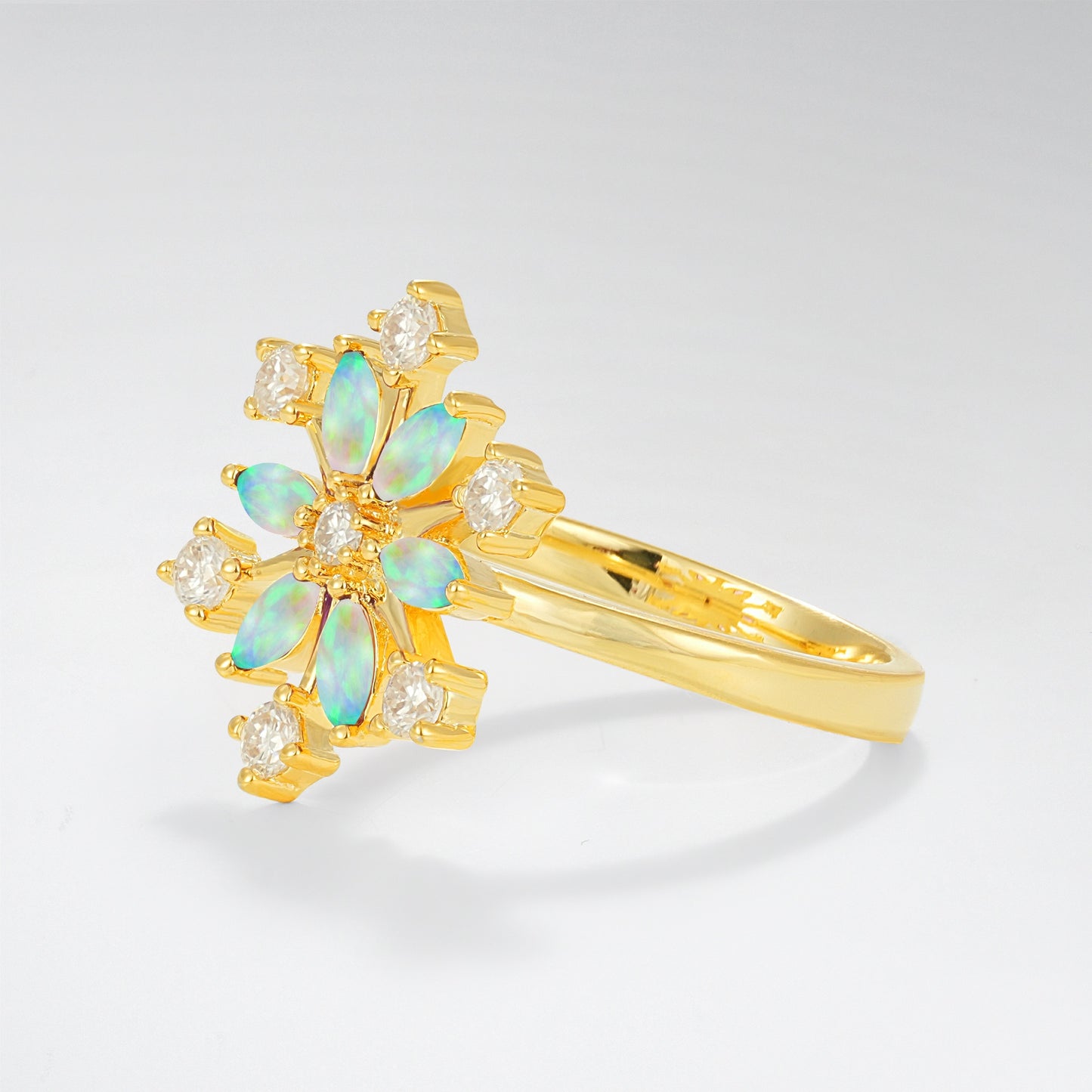 Vintage Marquise Round Opal Snowflake Fashion Ring - Additional view