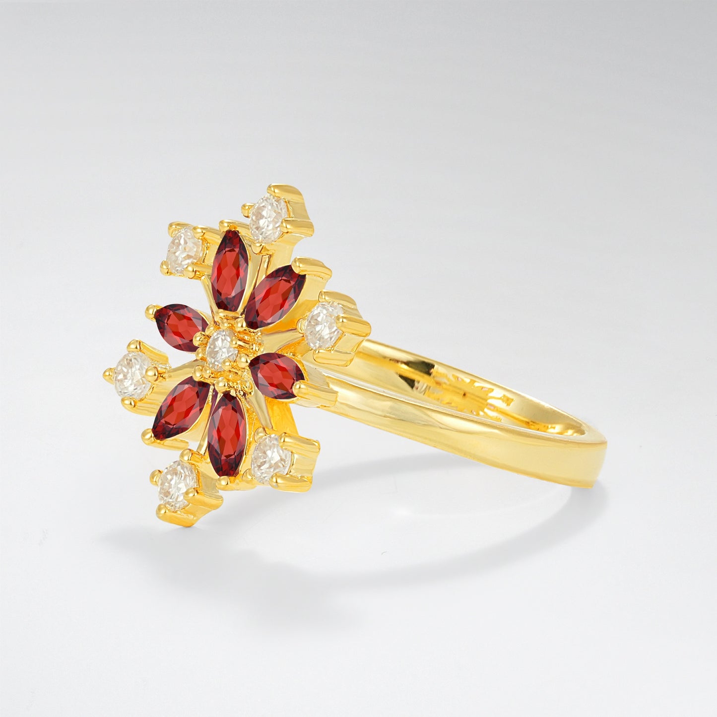 Vintage Marquise Round Garnet Snowflake Fashion Ring - Additional view
