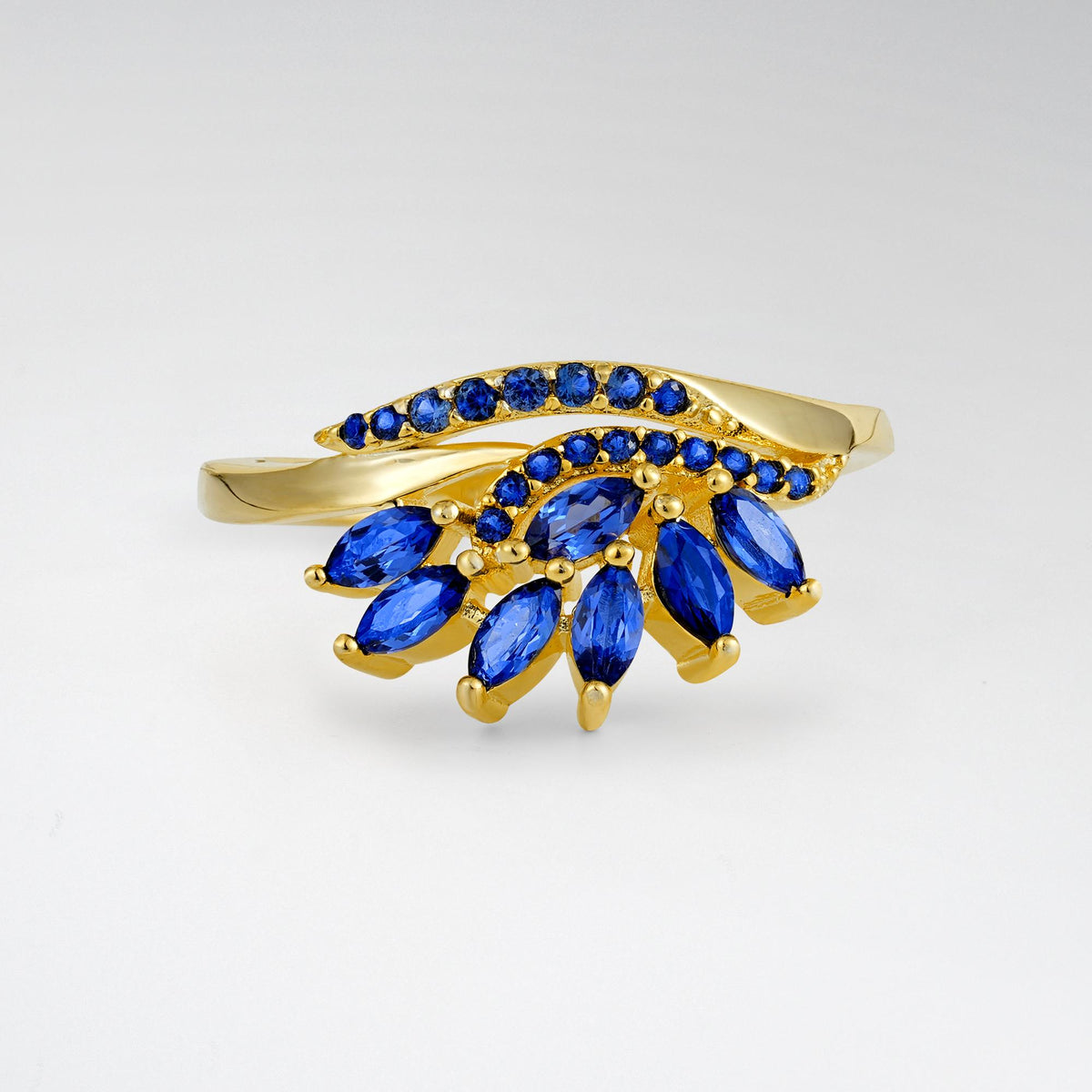 Vintage Marquise Cluster Sapphire Wedding Ring - Additional view