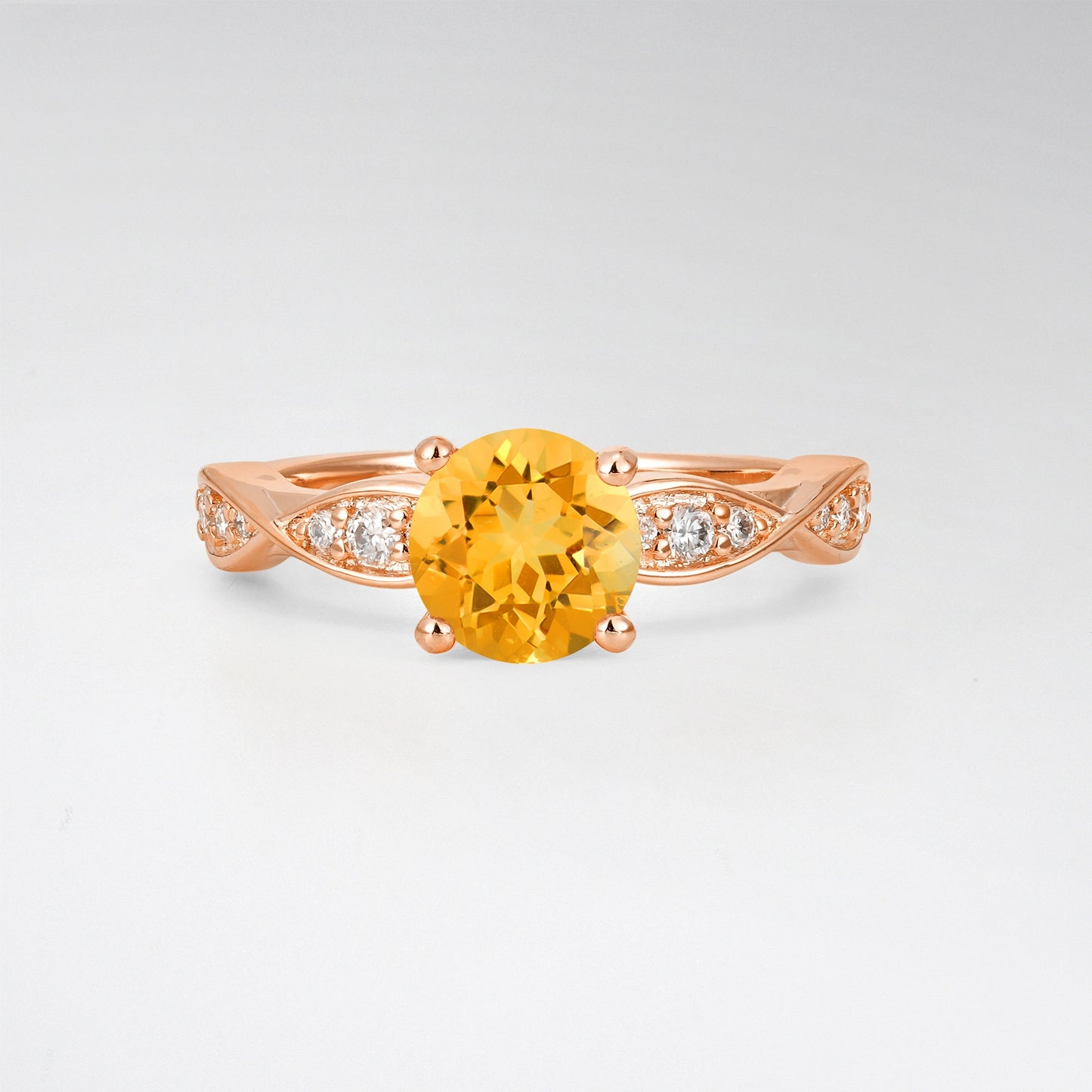 Infinity Twist Round Cut Citrine Engagement Ring for Wedding - Additional view