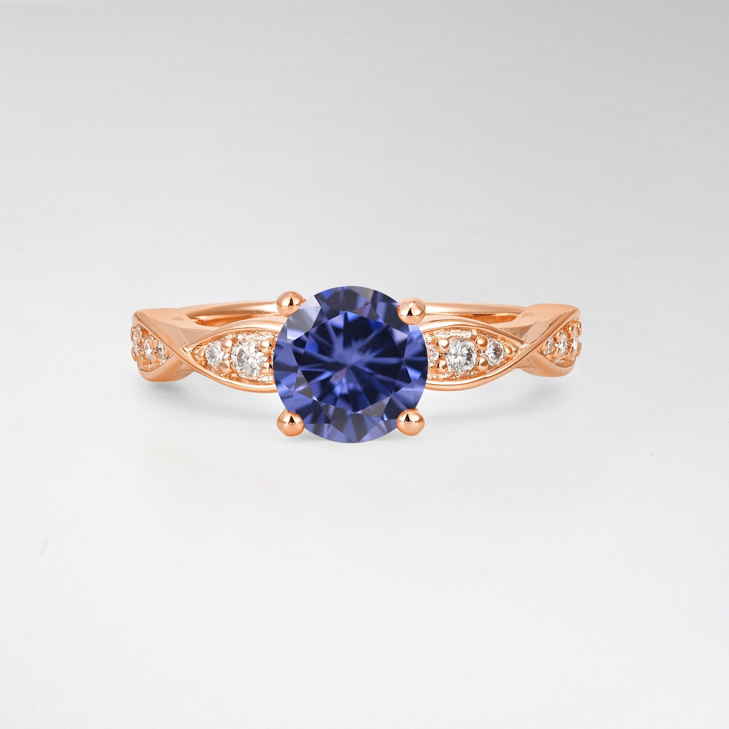 Infinity Twist Round Cut Tanzanite Engagement Ring for Wedding - Additional view