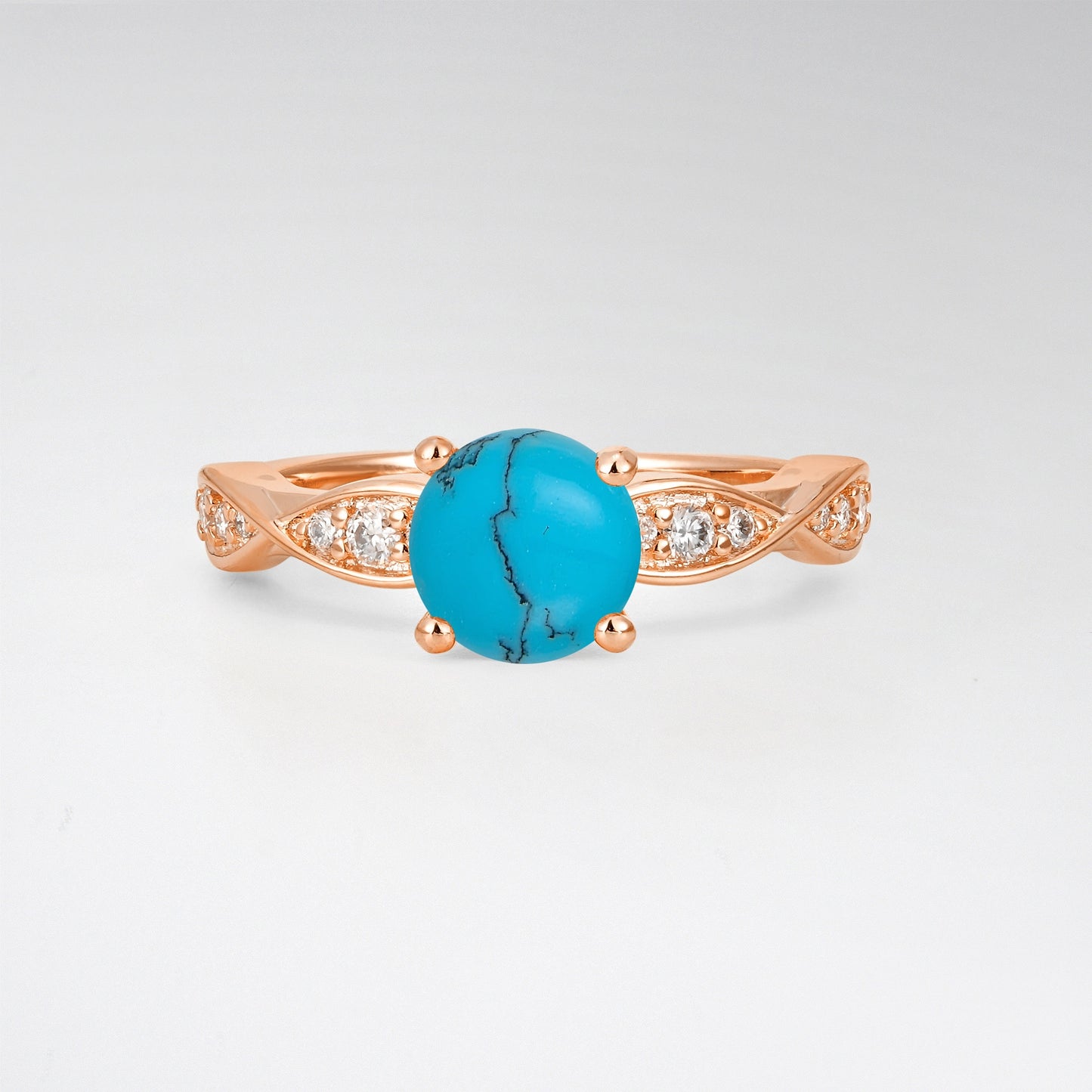 Infinity Twist Round Cut Turquoise Engagement Ring for Wedding - Additional view