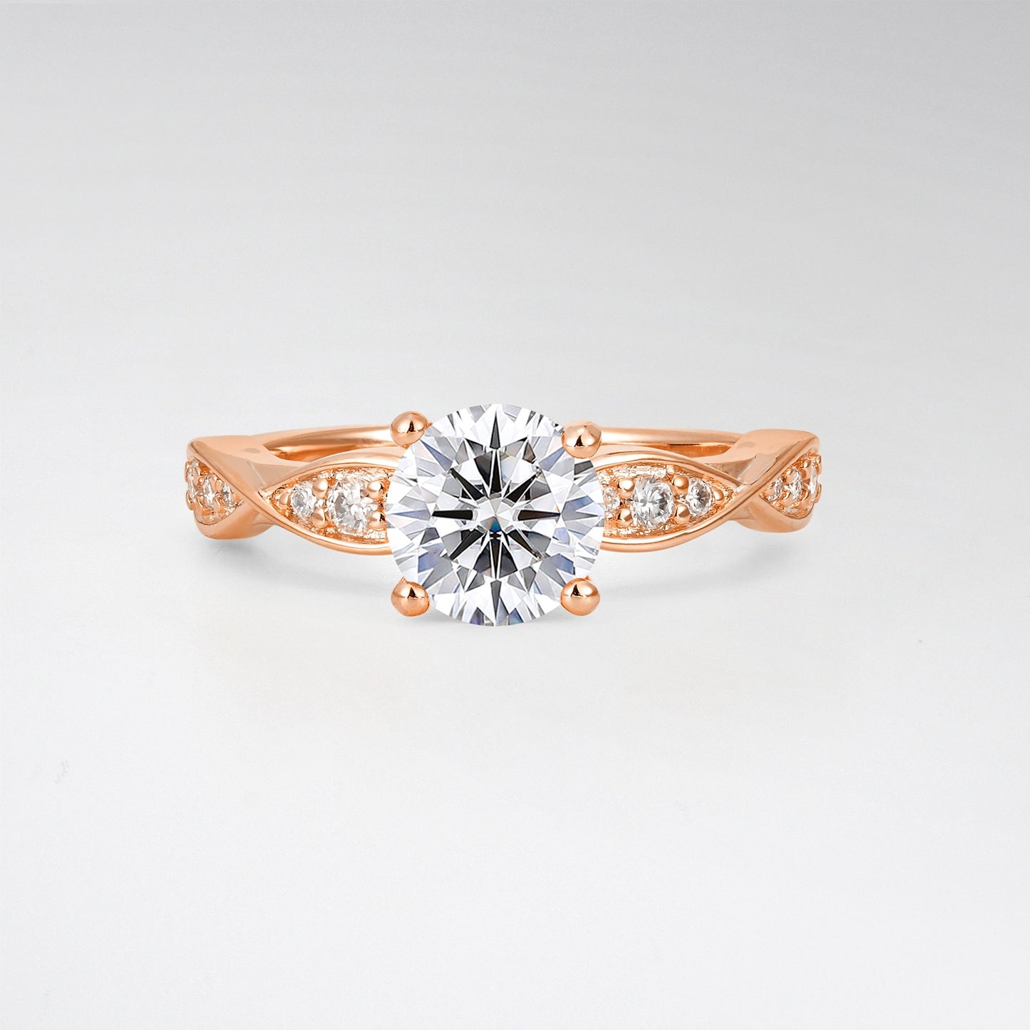 Infinity Twist Round Cut Lab Diamond Engagement Ring for Wedding - Additional view