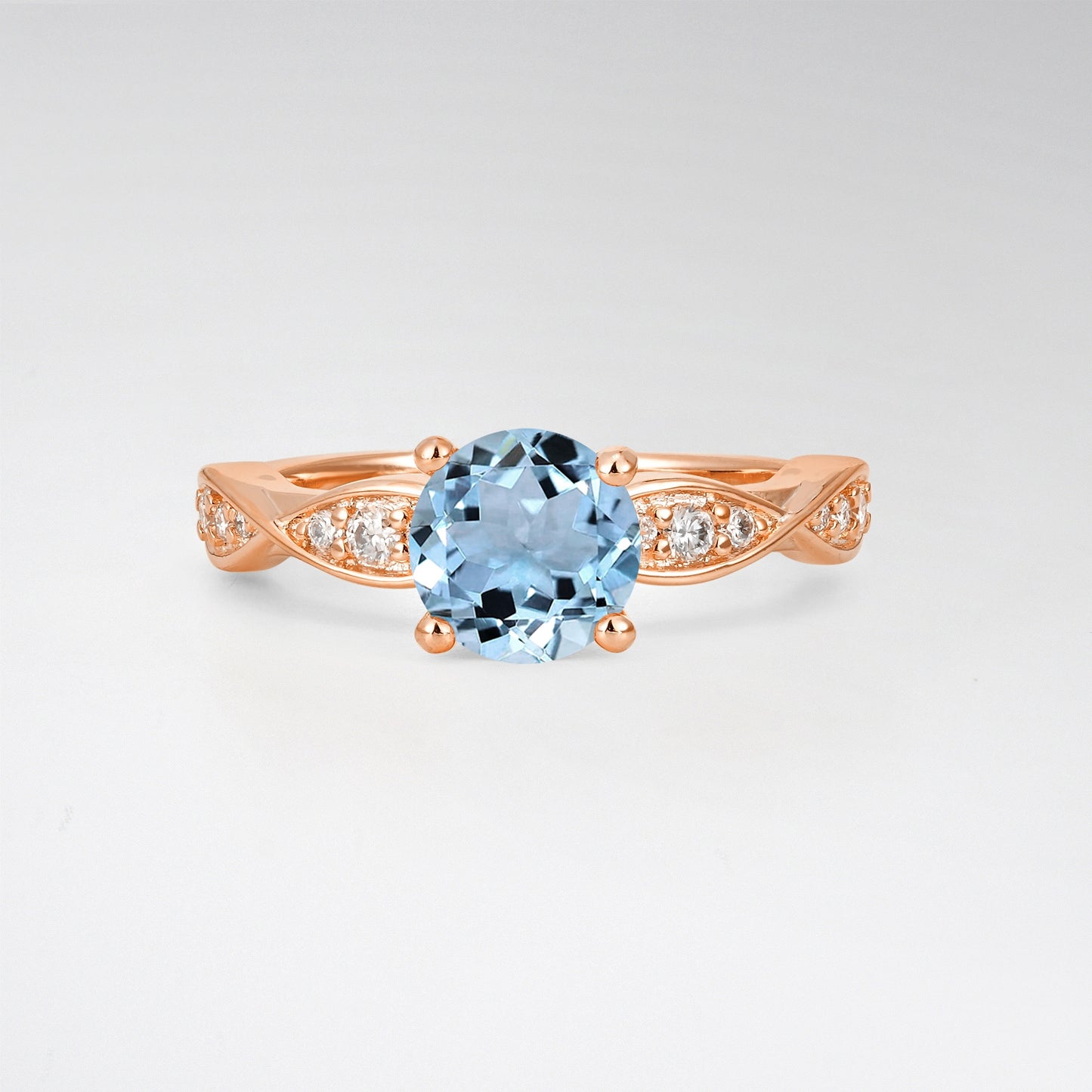 Infinity Twist Round Cut Aquamarine Engagement Ring for Wedding - Additional view