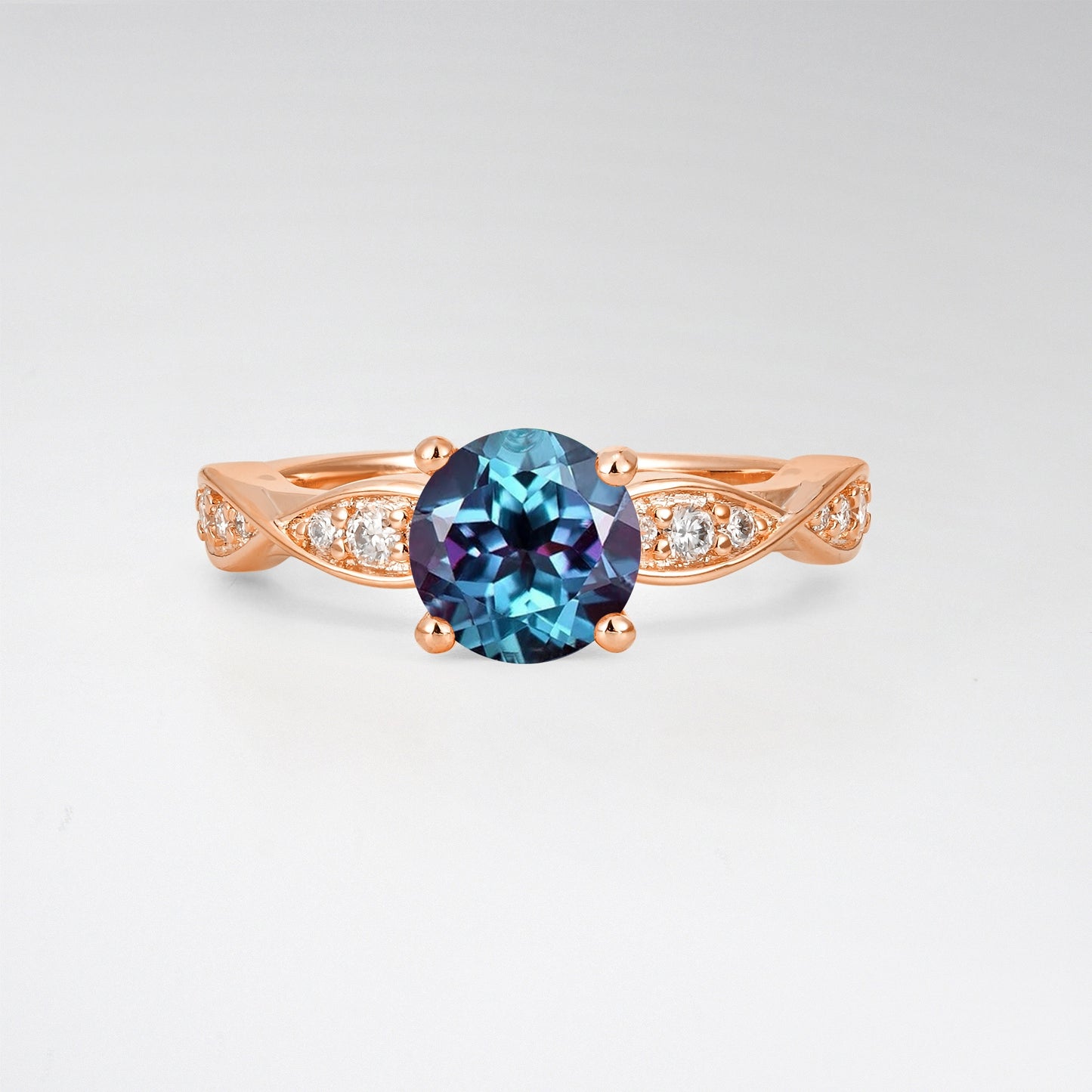 Infinity Twist Round Cut Alexandrite Engagement Ring for Wedding - Additional view