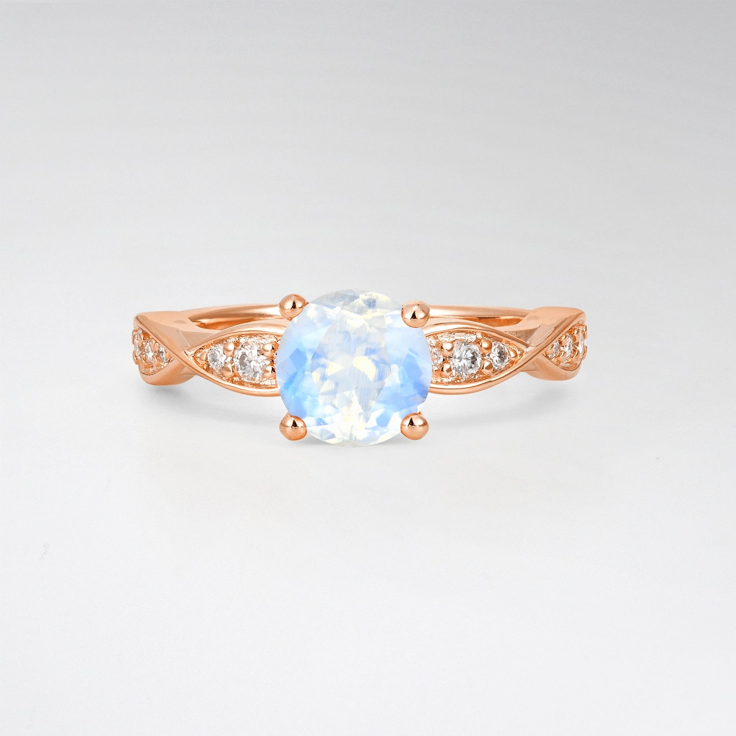 Infinity Twist Round Cut Moonstone Engagement Ring for Wedding - Additional view