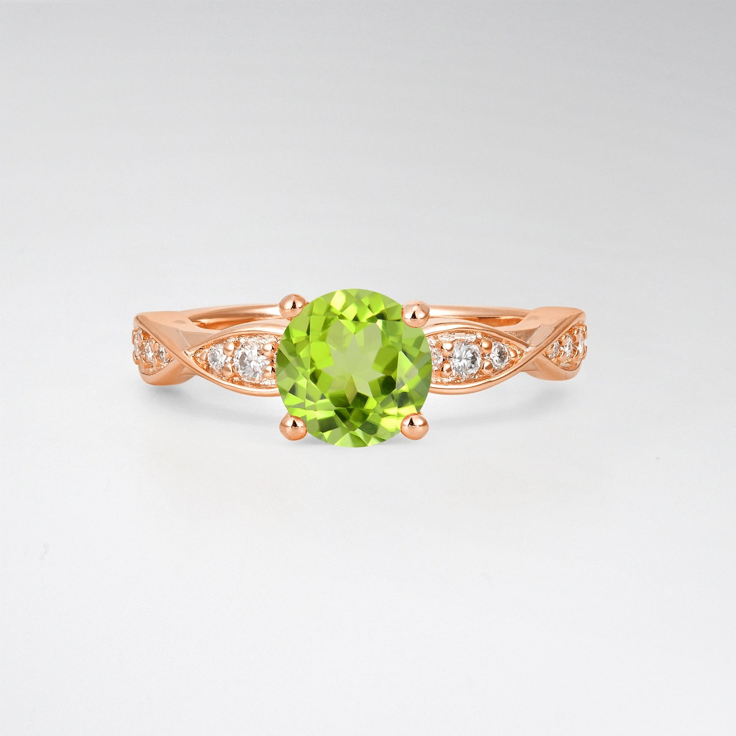 Infinity Twist Round Cut Peridot Engagement Ring for Wedding - Additional view