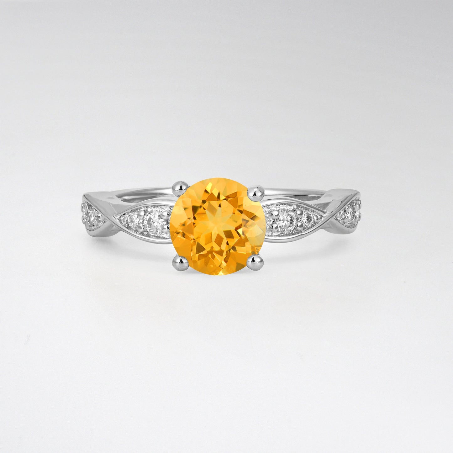 Infinity Twist Round Cut Citrine Engagement Ring for Wedding - Additional view