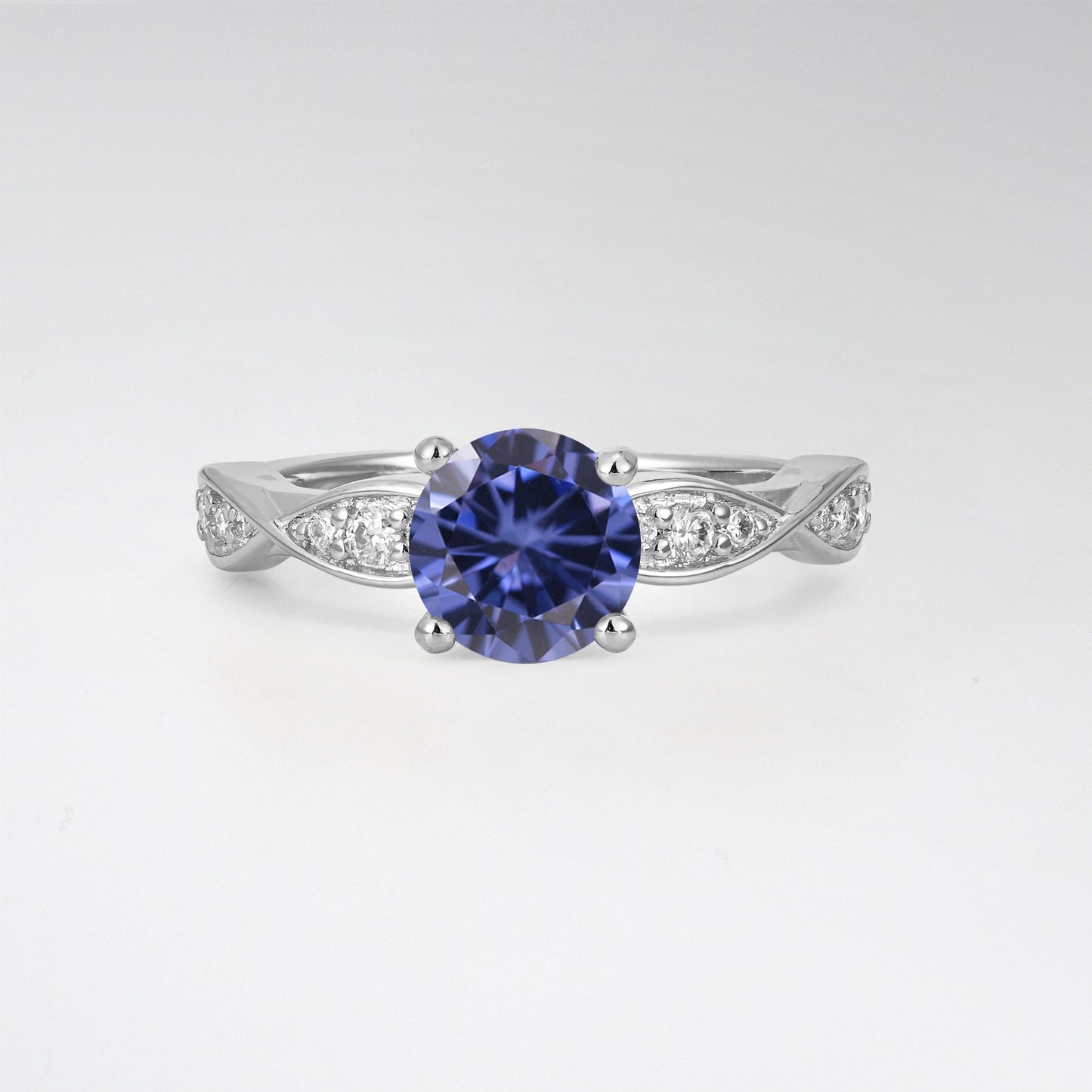 Infinity Twist Round Cut Tanzanite Engagement Ring for Wedding - Additional view