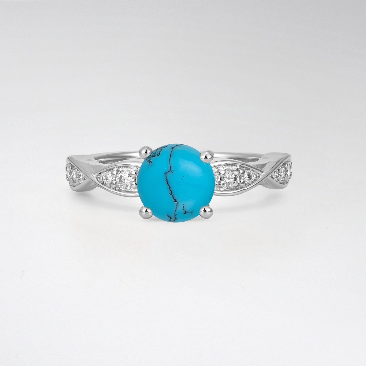 Infinity Twist Round Cut Turquoise Engagement Ring for Wedding - Additional view