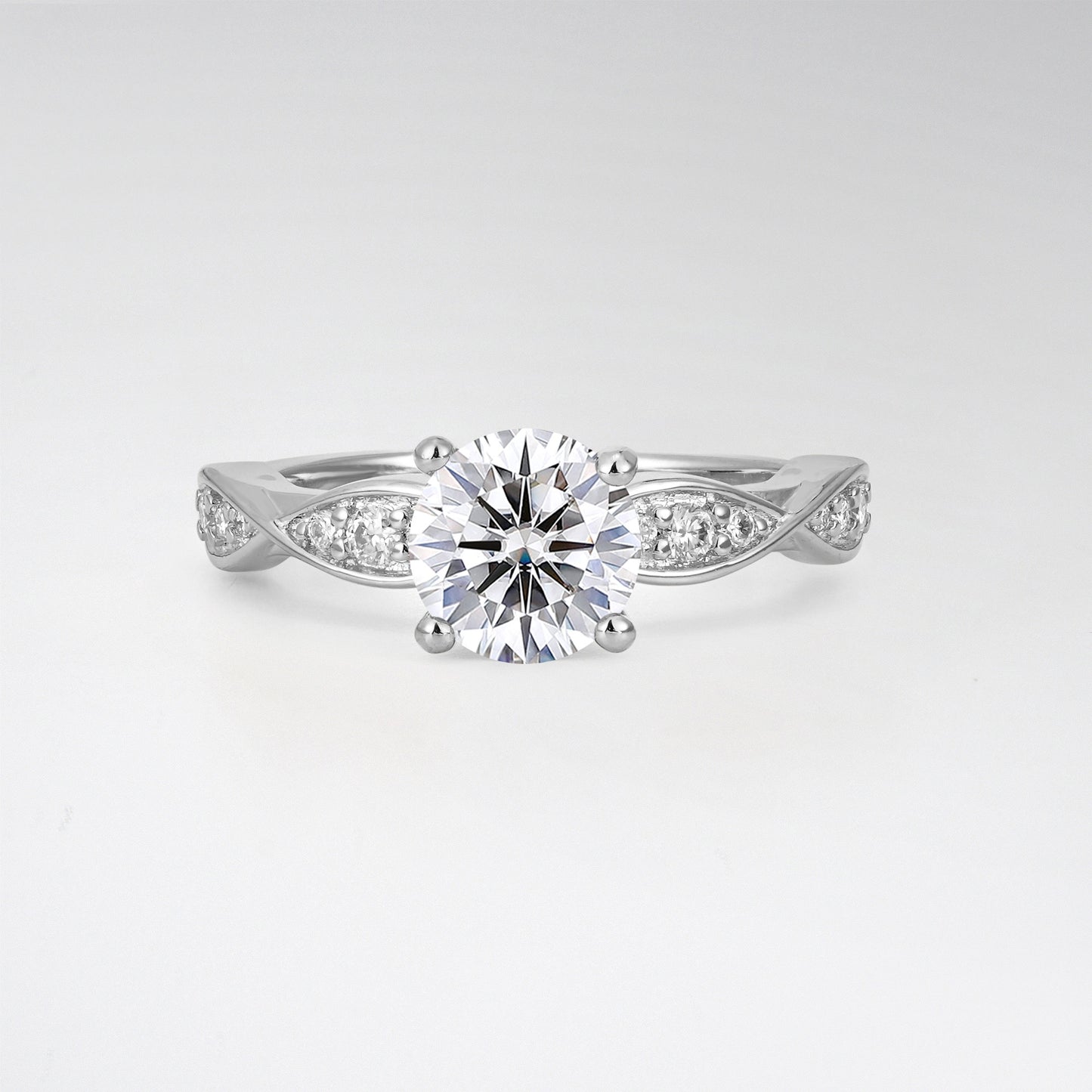 Infinity Twist Round Cut Lab Diamond Engagement Ring for Wedding - Additional view