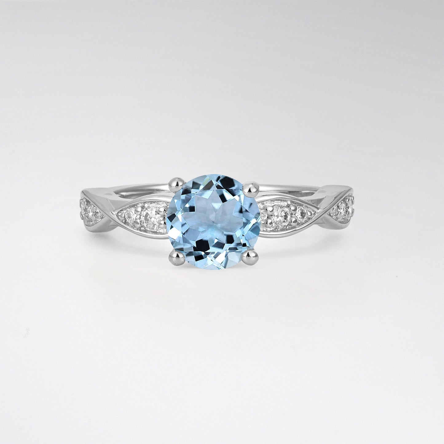 Infinity Twist Round Cut Aquamarine Engagement Ring for Wedding - Additional view