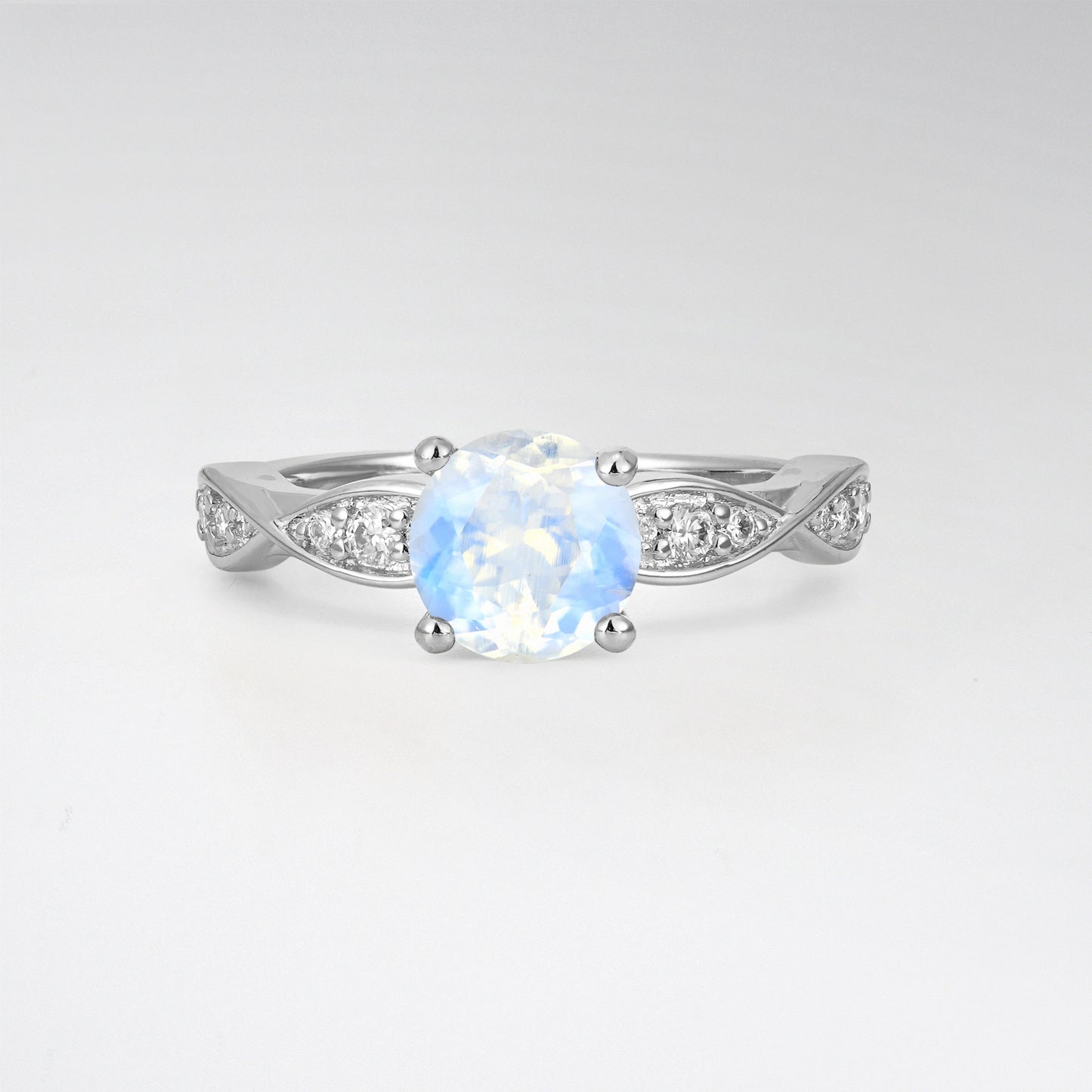 Infinity Twist Round Cut Moonstone Engagement Ring for Wedding - Additional view