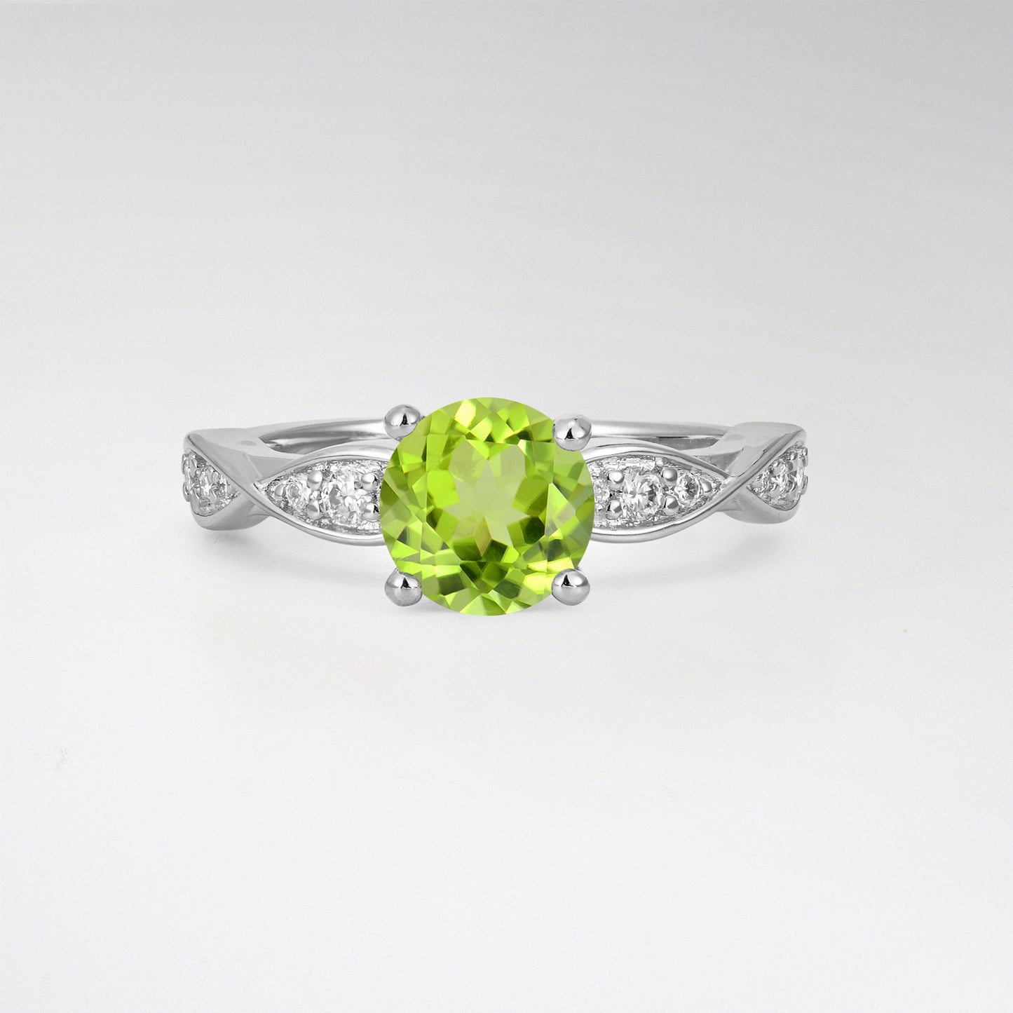 Infinity Twist Round Cut Peridot Engagement Ring for Wedding - Additional view