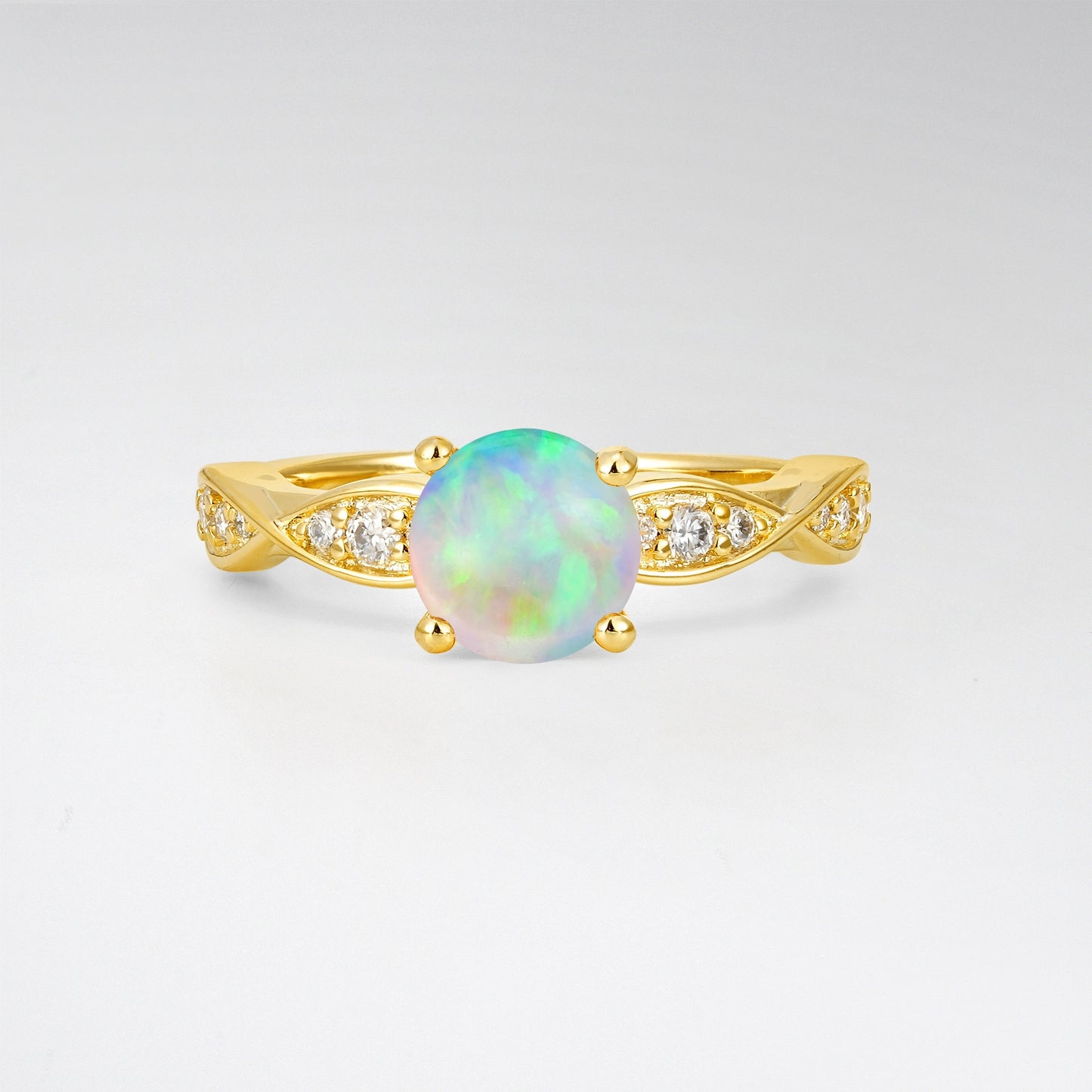 Infinity Twist Round Cut Opal Engagement Ring for Wedding - Additional view