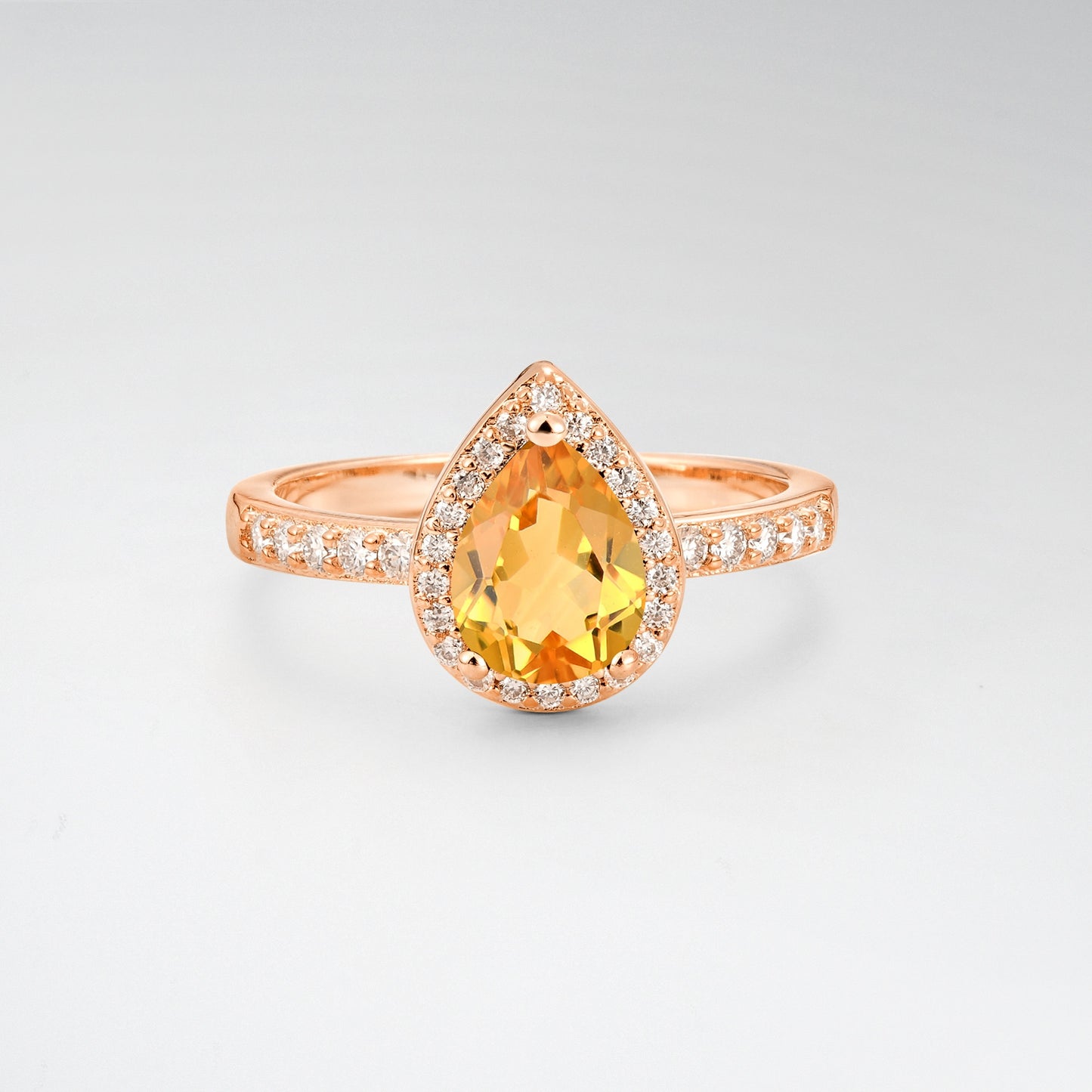 Pear Cut Citrine Halo Engagement Ring for Proposal - Additional view