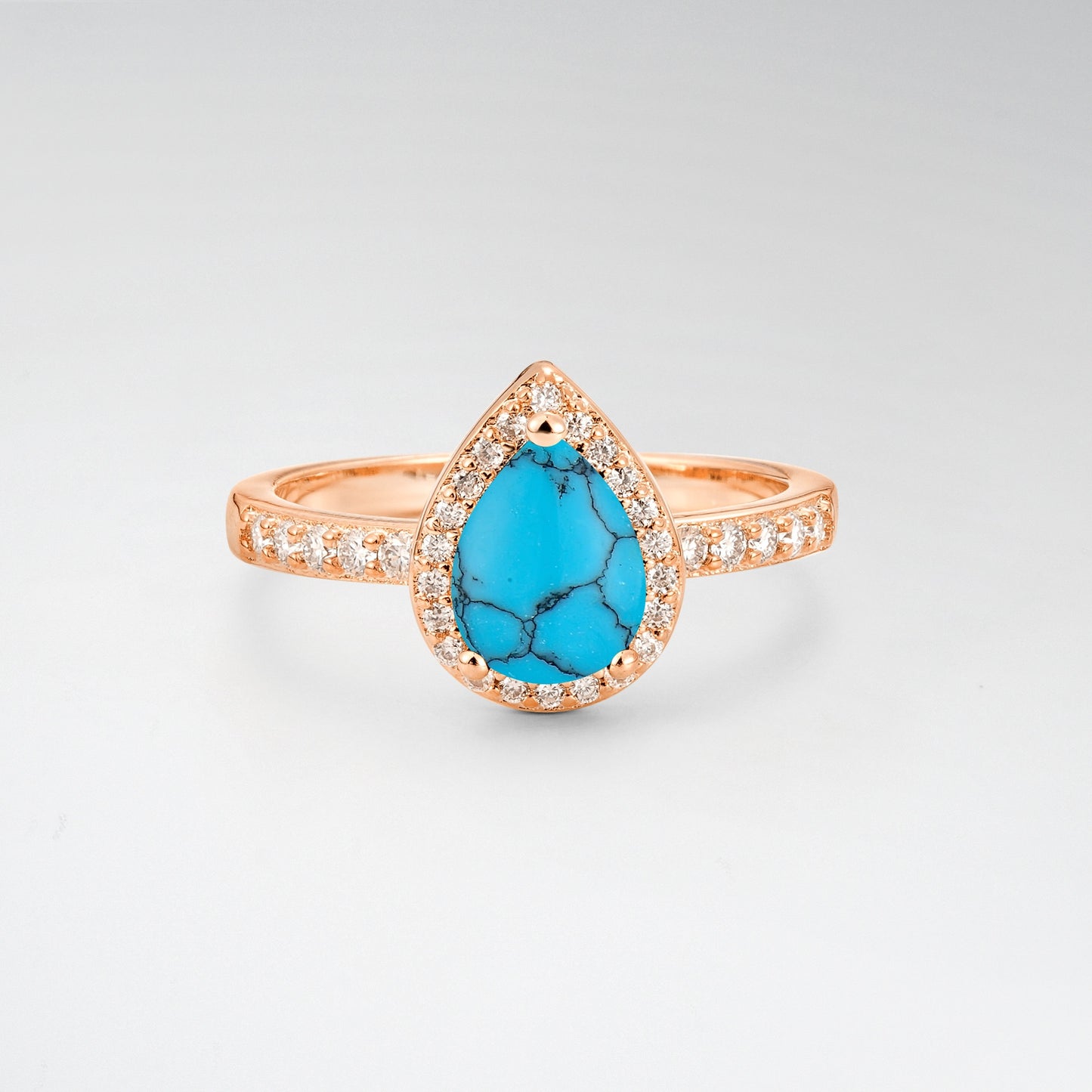 Pear Cut Turquoise Halo Engagement Ring for Proposal - Additional view
