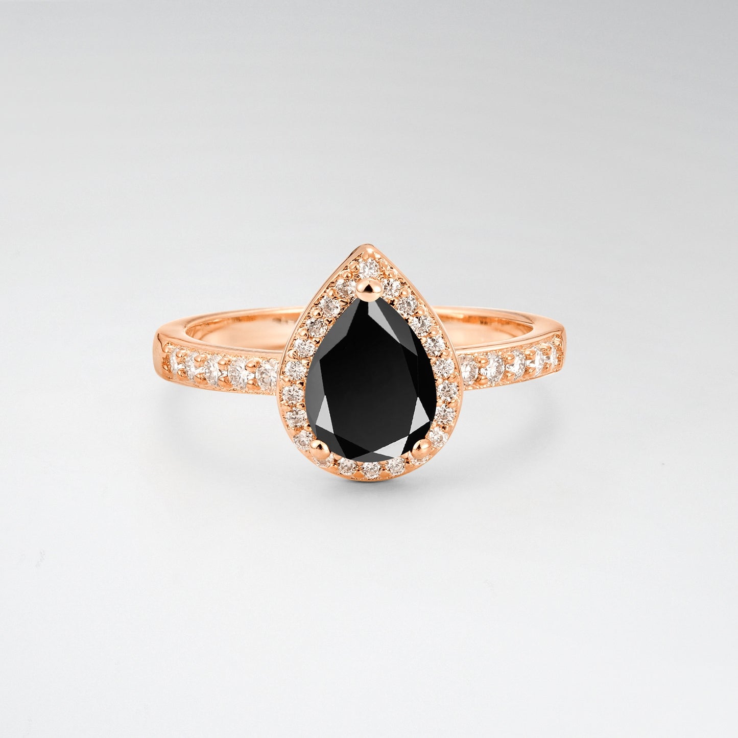 Pear Cut Black Onyx Halo Engagement Ring for Proposal - Additional view