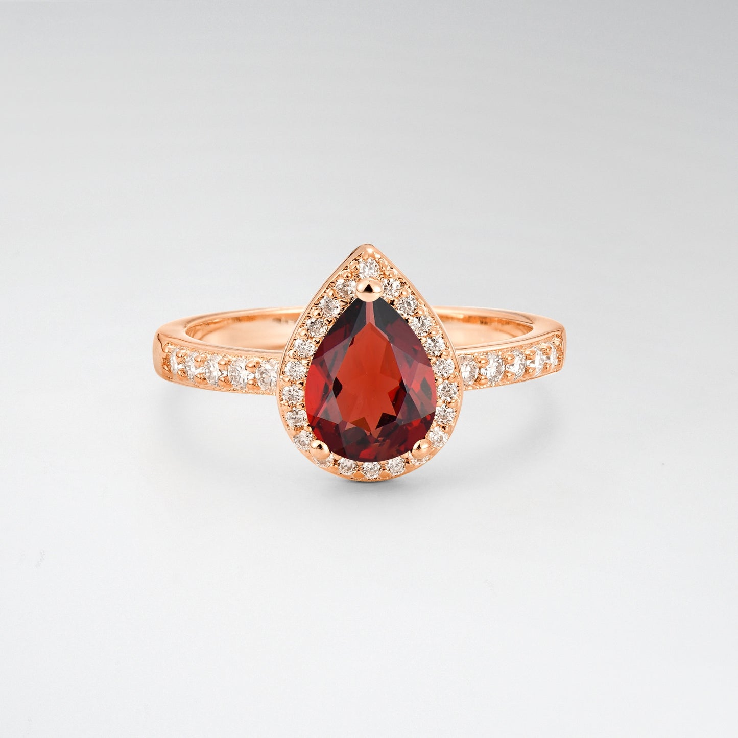 Pear Cut Garnet Halo Engagement Ring for Proposal - Additional view