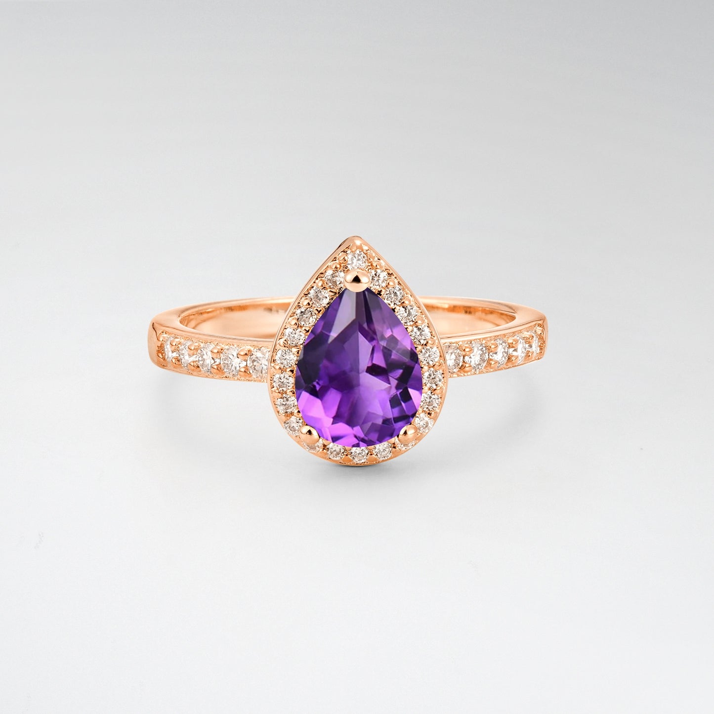 Pear Cut Amethyst Halo Engagement Ring for Proposal - Additional view