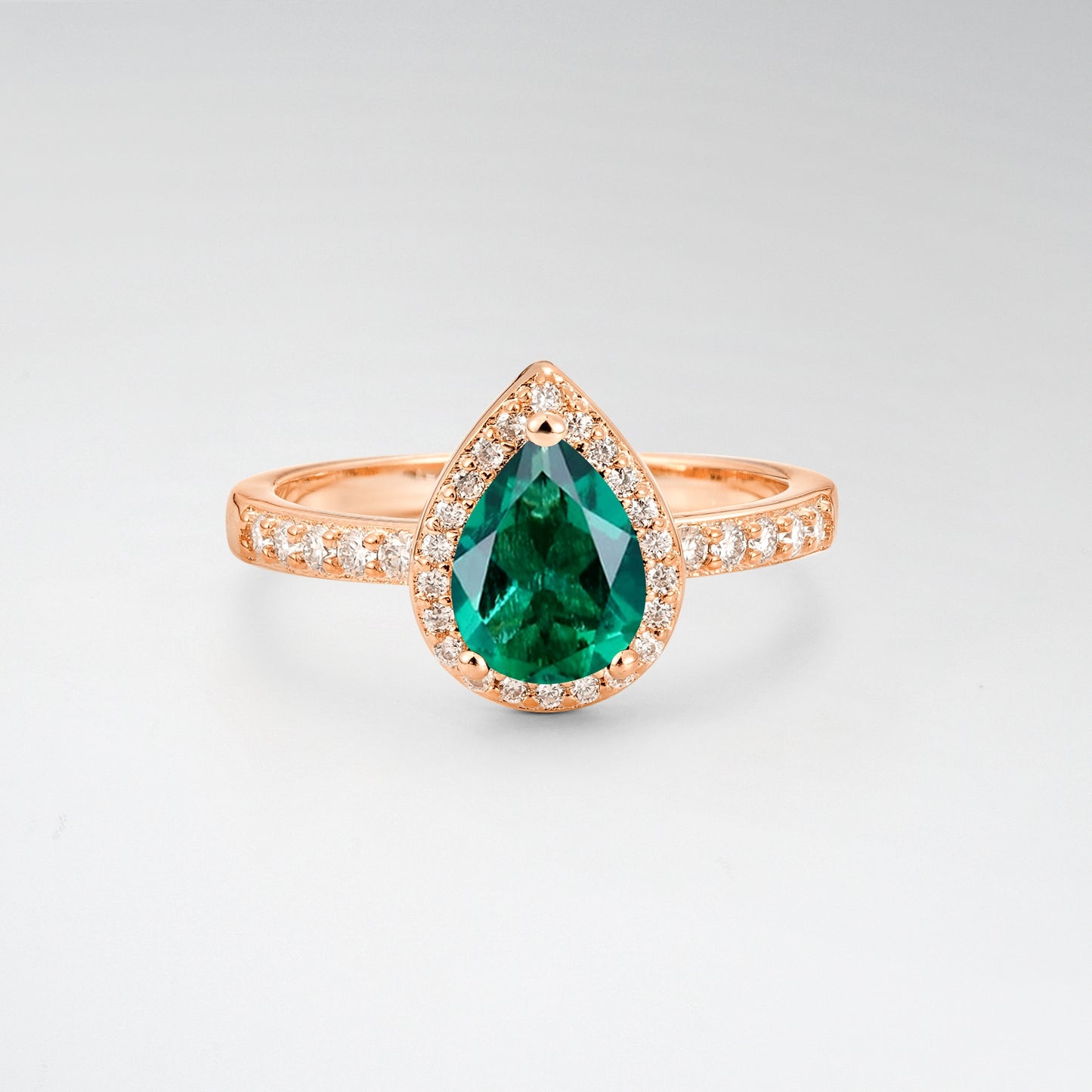 Pear Cut Emerald Halo Engagement Ring for Proposal - Additional view