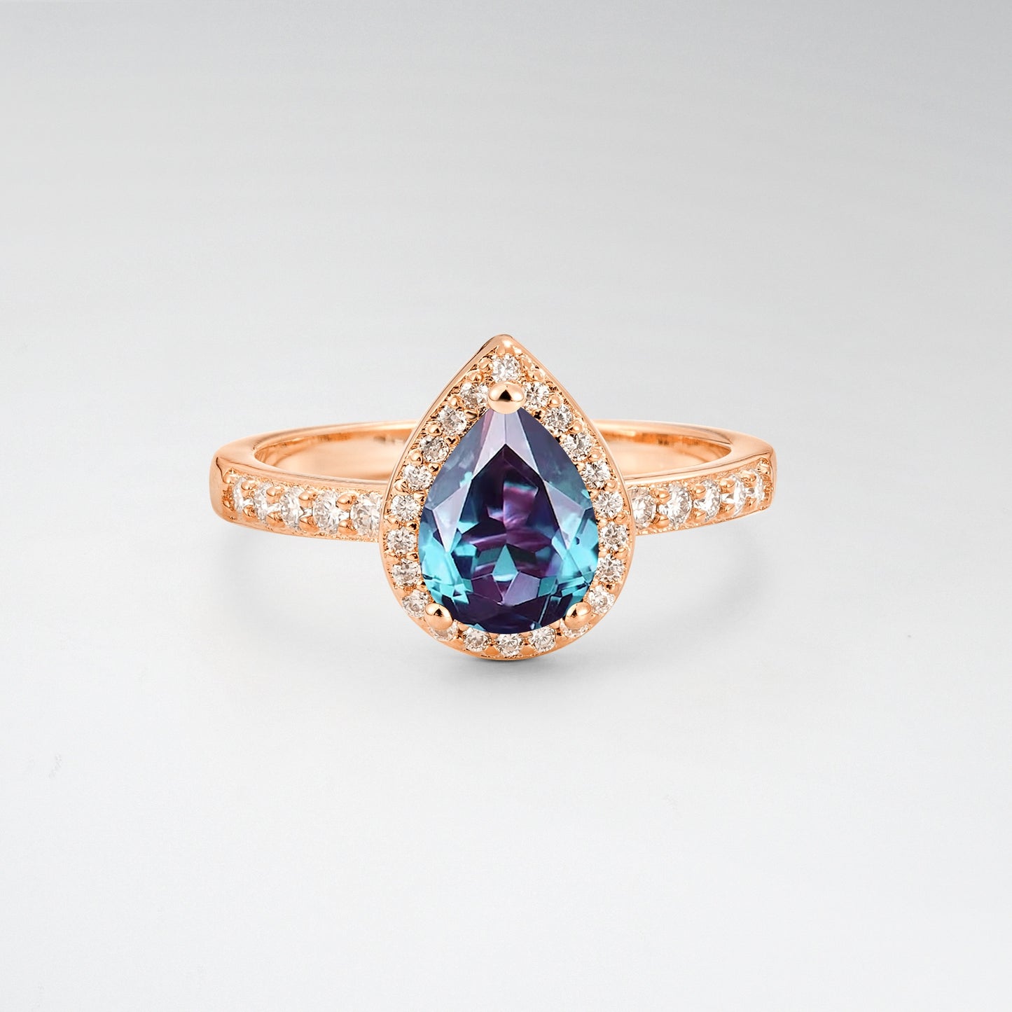 Pear Cut Alexandrite Halo Engagement Ring for Proposal - Additional view