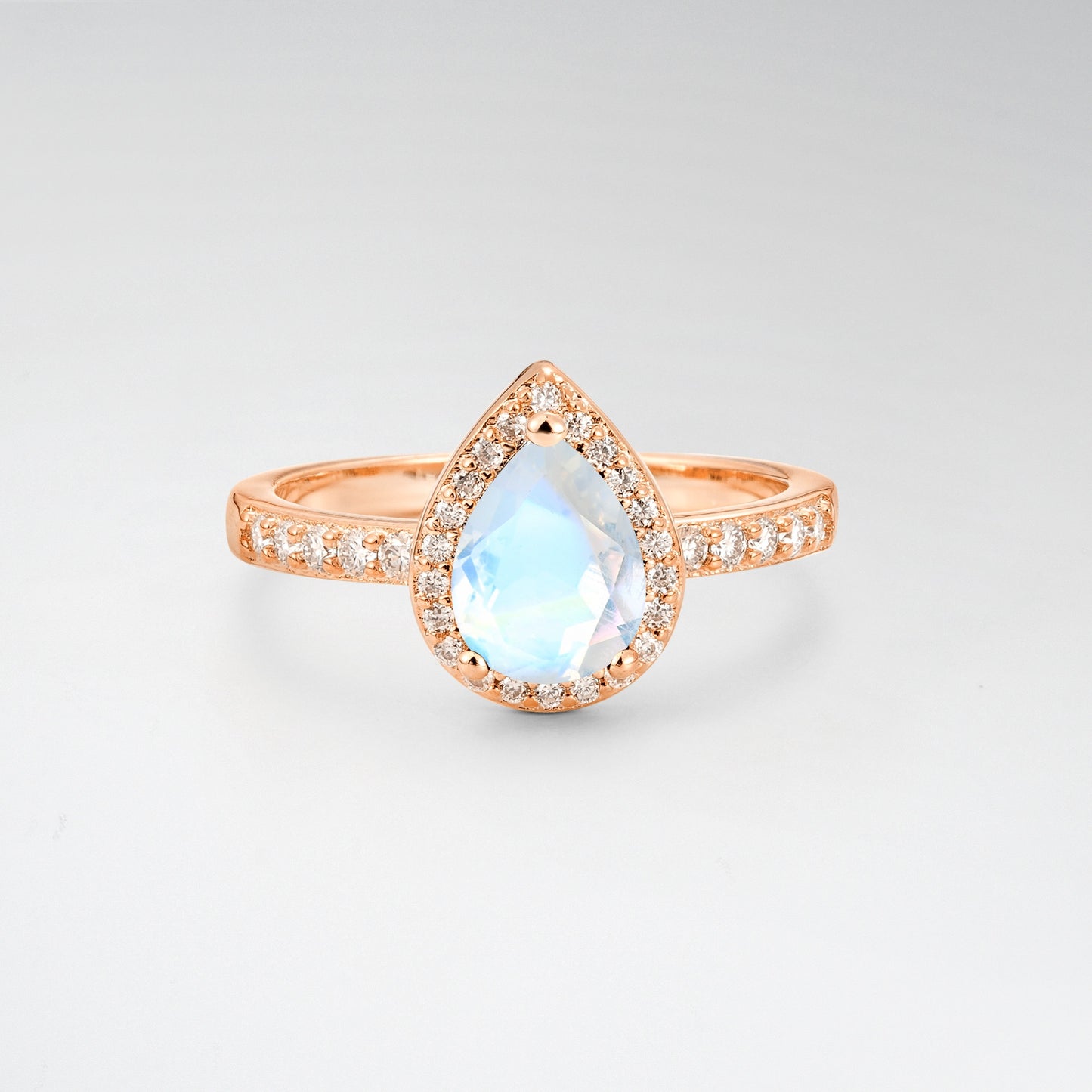 Pear Cut Moonstone Halo Engagement Ring for Proposal - Additional view