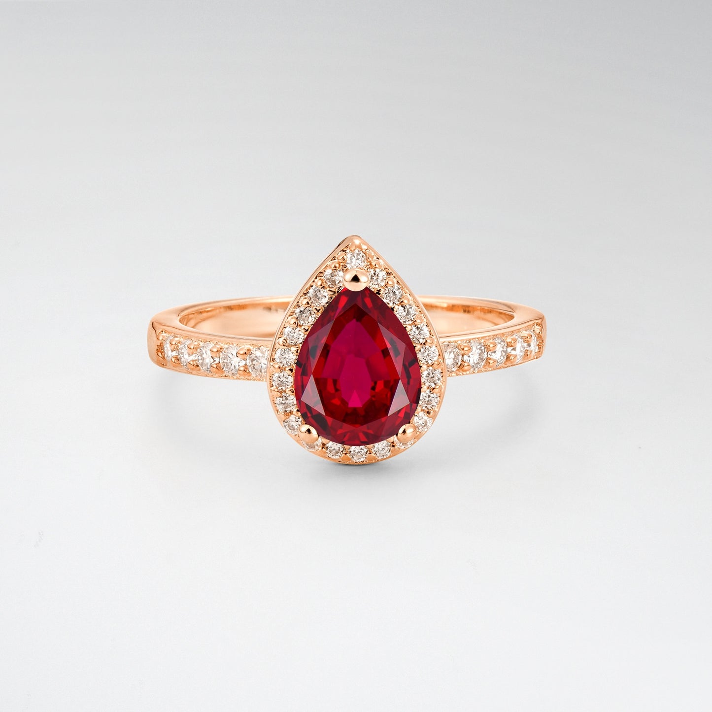 Pear Cut Ruby Halo Engagement Ring for Proposal - Additional view