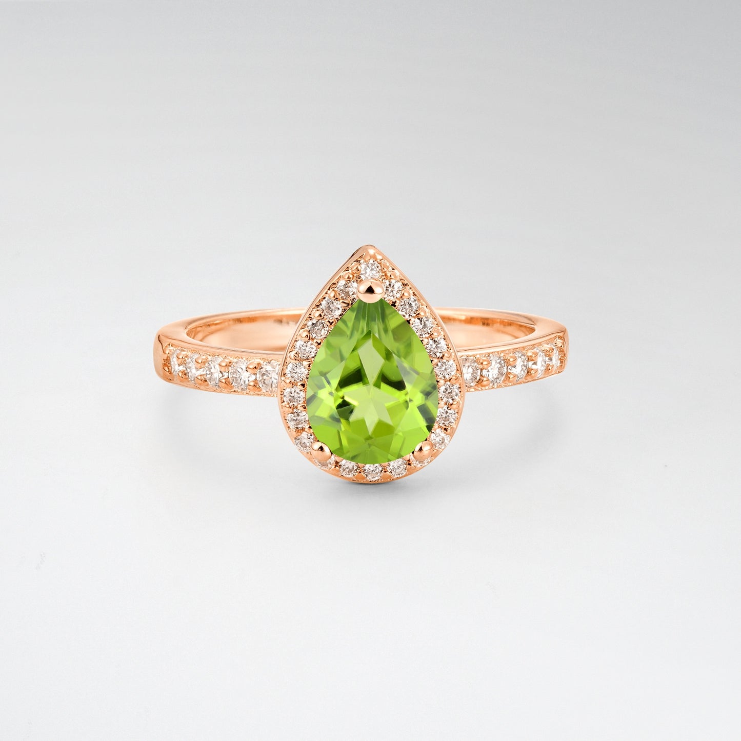 Pear Cut Peridot Halo Engagement Ring for Proposal - Additional view
