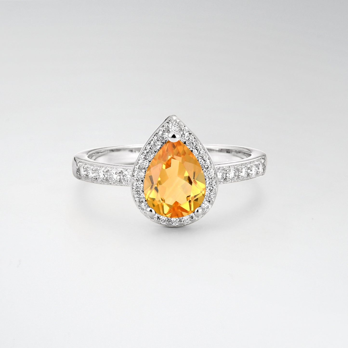 Pear Cut Citrine Halo Engagement Ring for Proposal - Additional view
