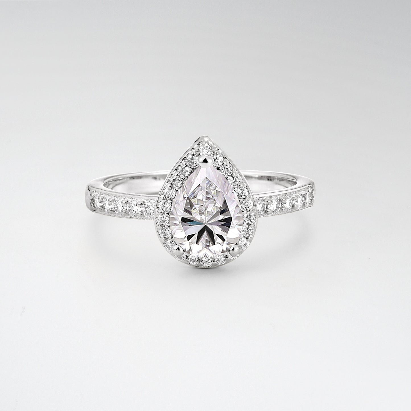 Pear Cut Lab Diamond Halo Engagement Ring for Proposal - Additional view