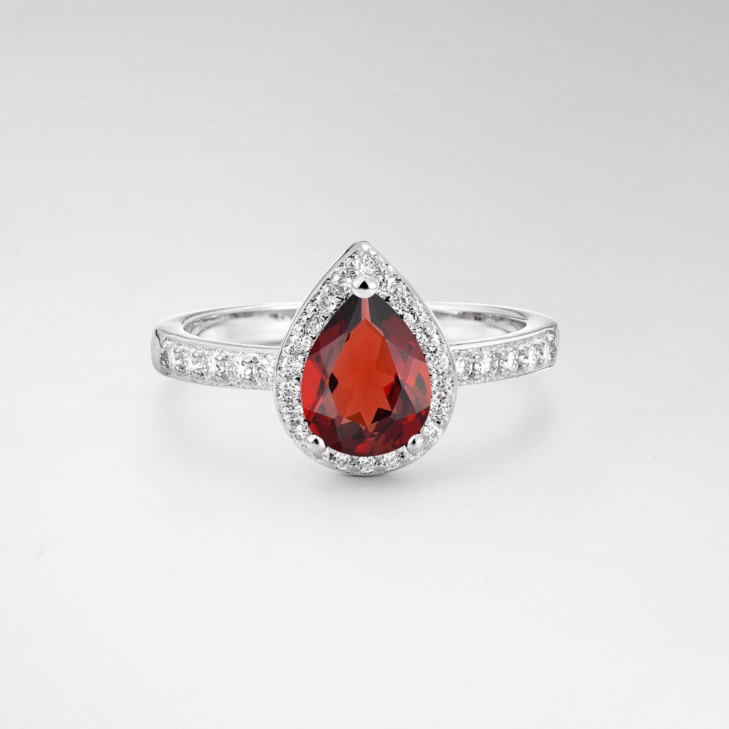 Pear Cut Garnet Halo Engagement Ring for Proposal - Additional view