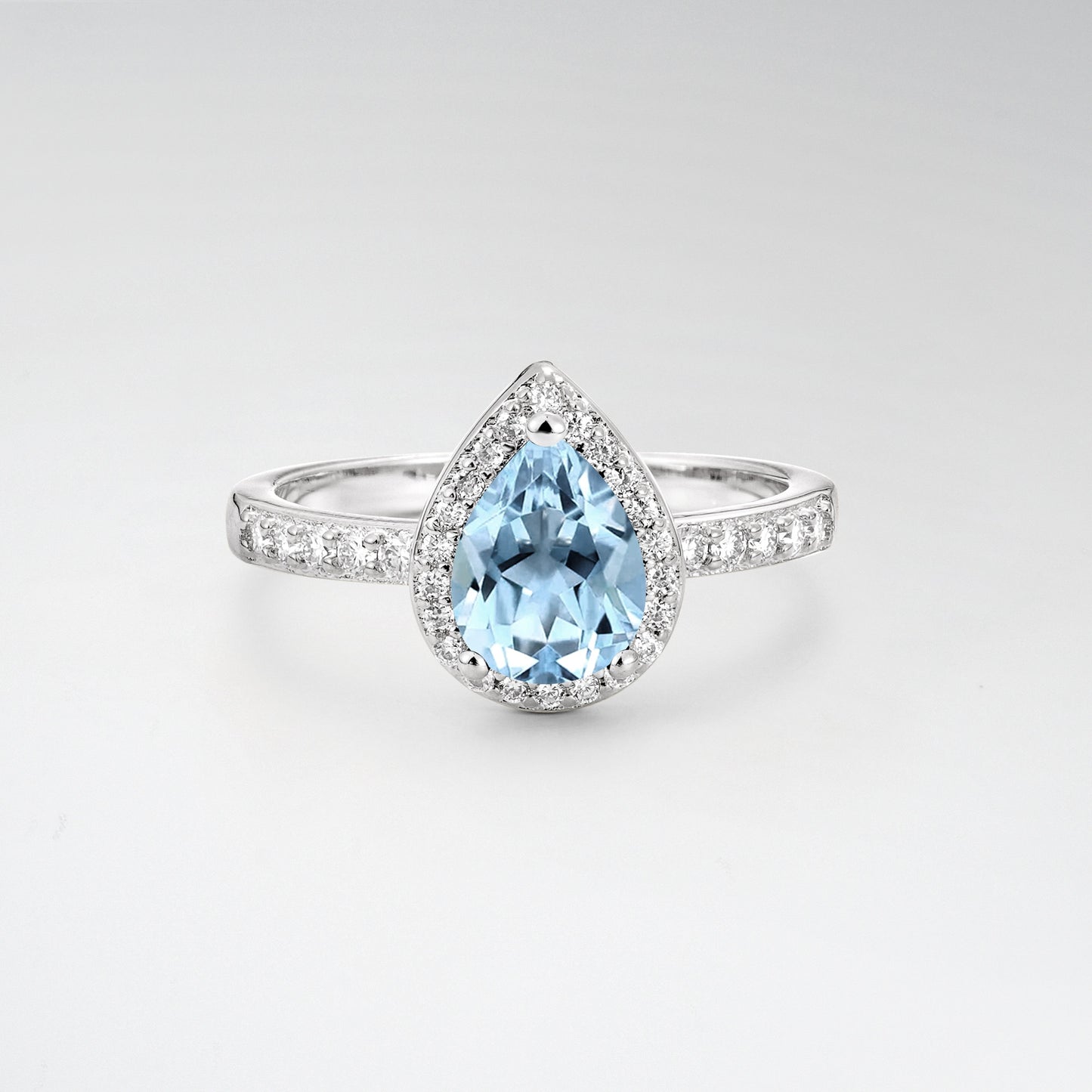 Pear Cut Aquamarine Halo Engagement Ring for Proposal - Additional view