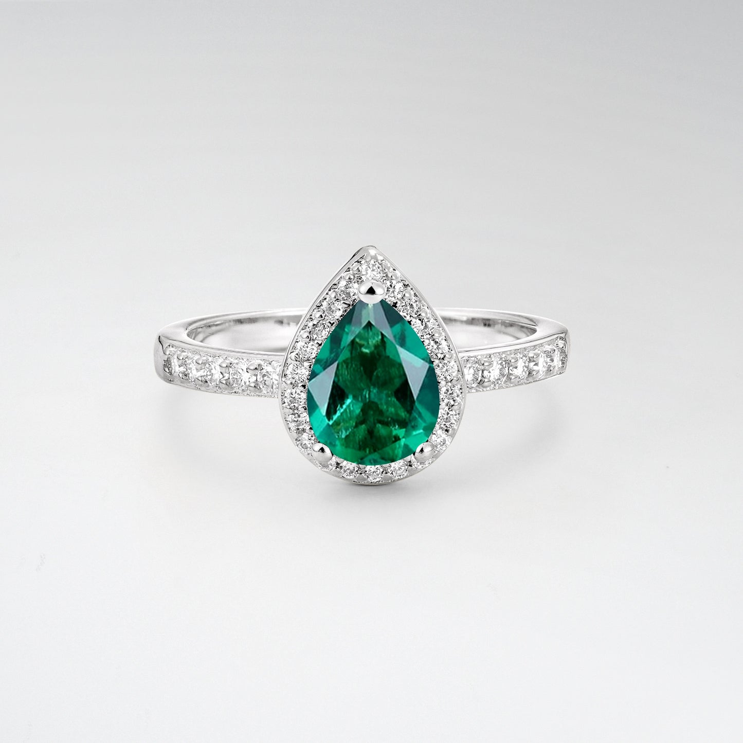 Pear Cut Emerald Halo Engagement Ring for Proposal - Additional view